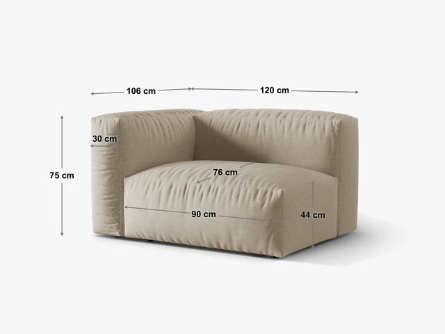 Modulārs dīvāns Martina Micadoni 106/75/120 cm Corduroy (Til86) Light grey