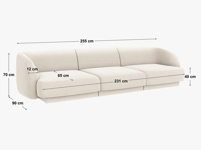 Dīvāns Miley Micadoni 255/90/70 cm Velvet Bluvel 13 Light grey