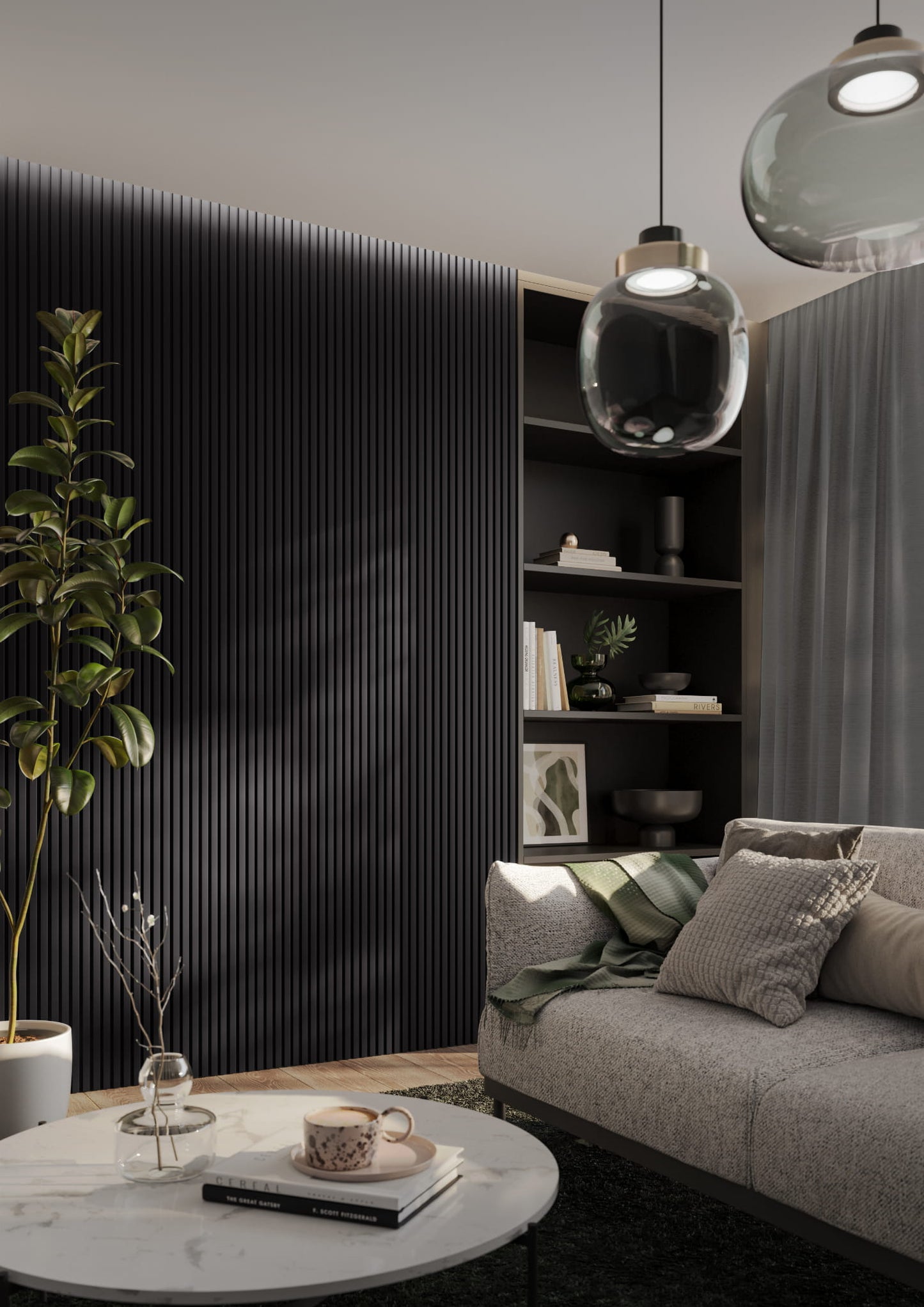 Minilameļi dekoratīvie paneļi 123x16x2750 mm melns - N1 Home