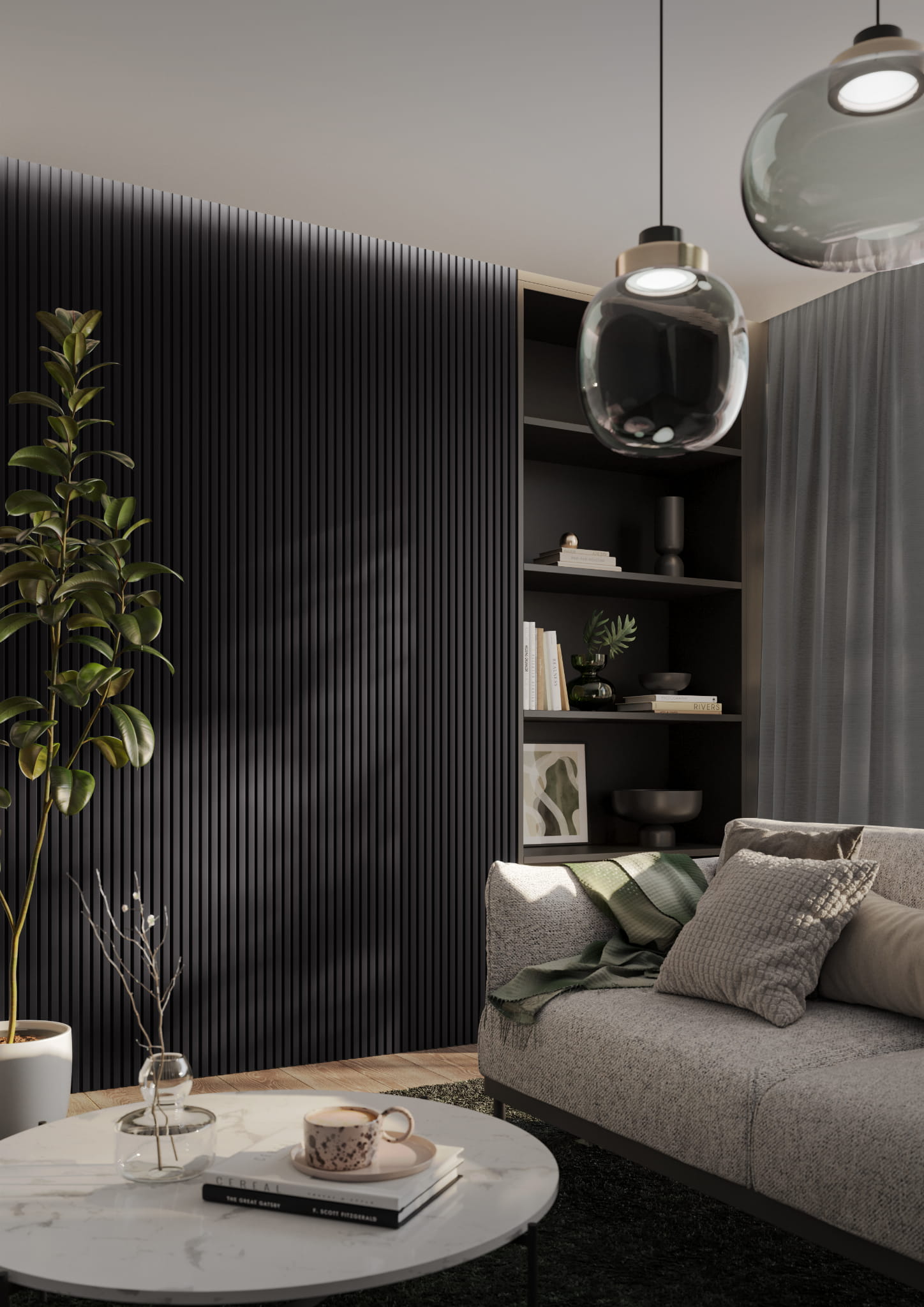 Minilameļi dekoratīvie paneļi 123x16x2750 mm melns - N1 Home