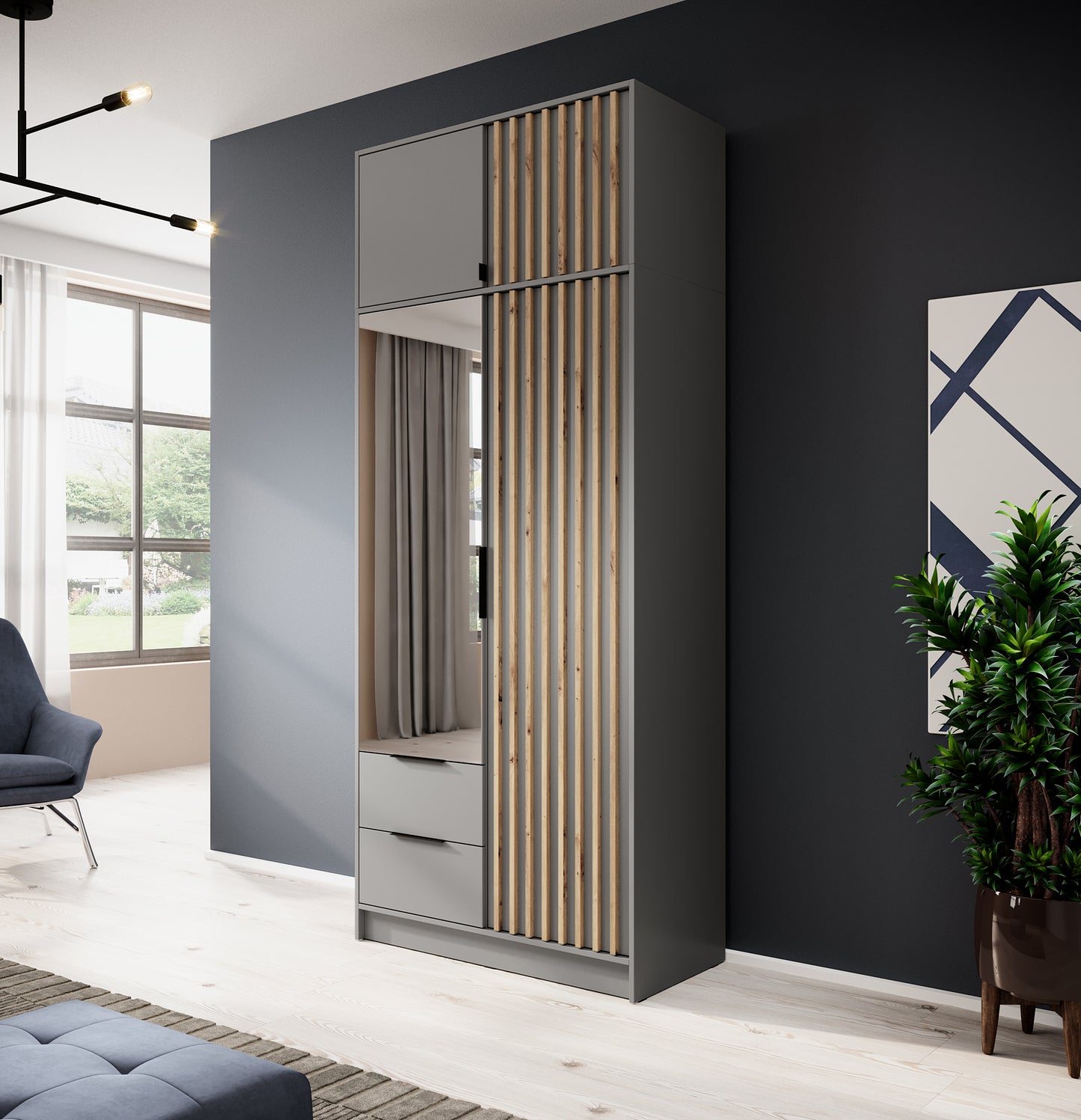 Mezonīna piebūve līdz skapim Neko 105/51/50 cm grafīts - N1 Home