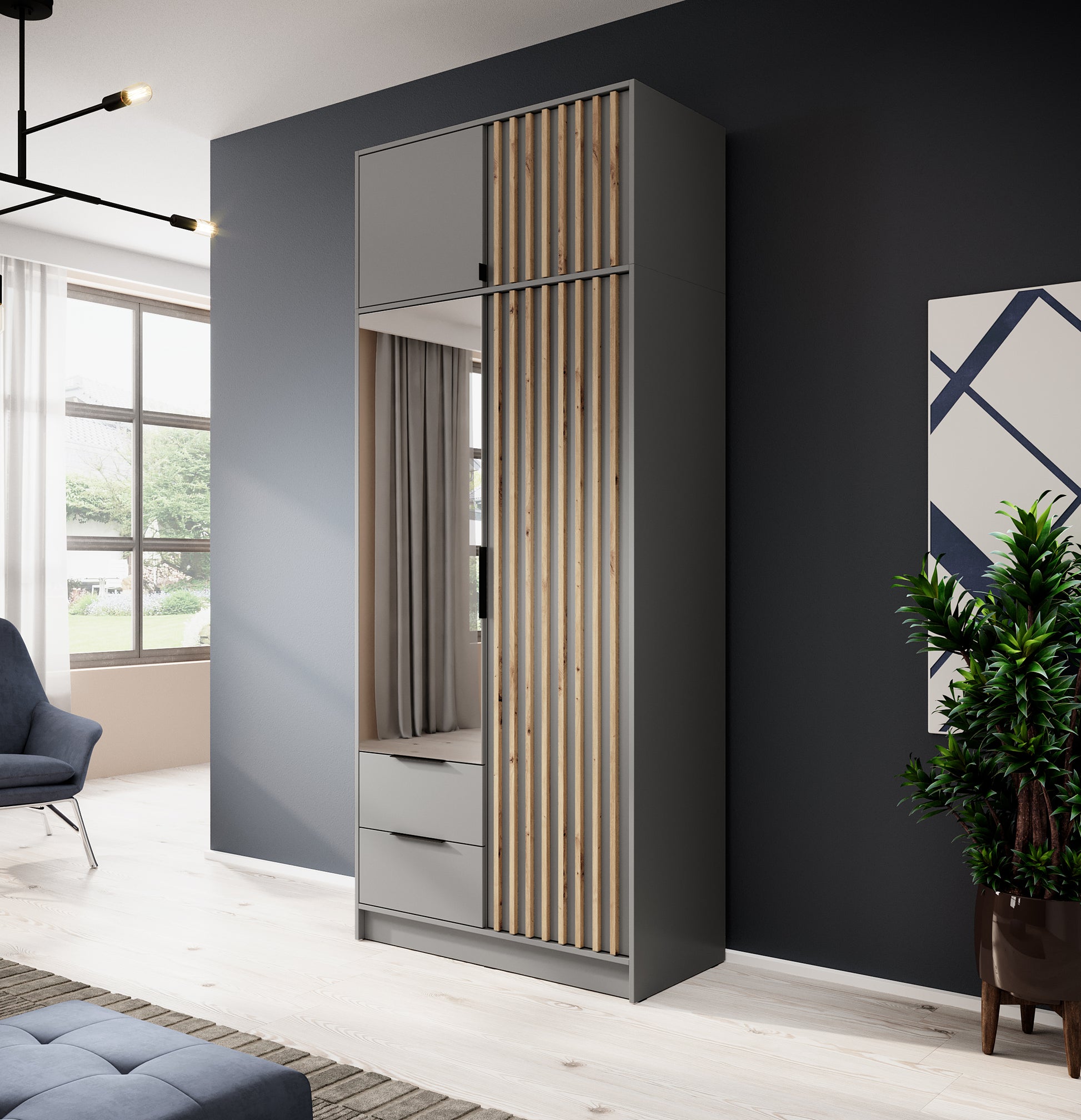 Mezonīna piebūve līdz skapim Neko 105/51/50 cm grafīts - N1 Home