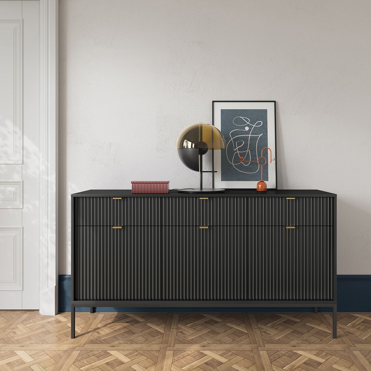 NV kumode melna 154x39x83 cm