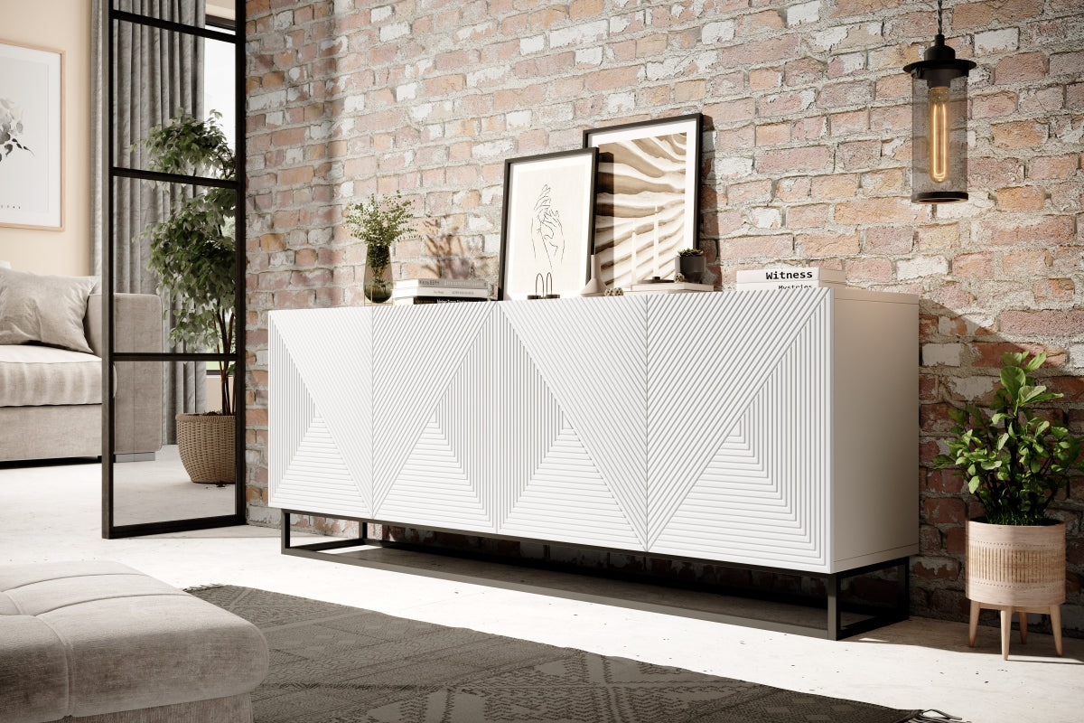 OSLO kumode ar metāla kājām 200/81/43 cm balts