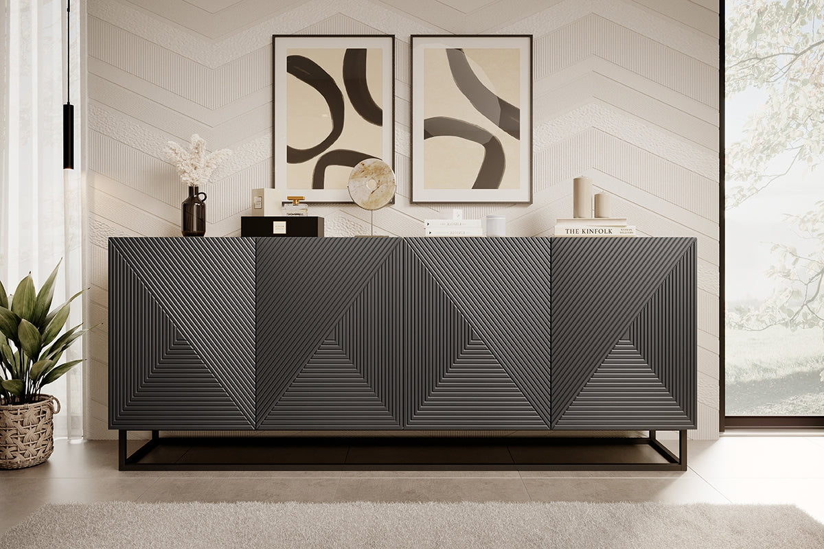 OSLO kumode ar metāla kājām 200/81/43 cm pelēks