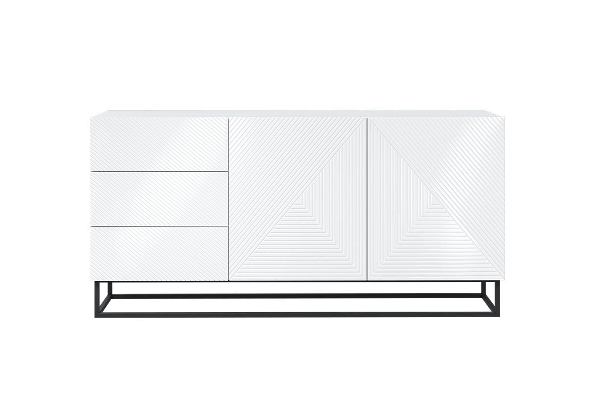 OSLO kumode un metāla kājas 167/81/43 cm balts spīdums