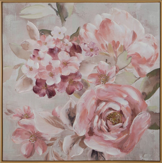 Glezna Ziedi 80/80 cm rozā/zelts - N1 Home