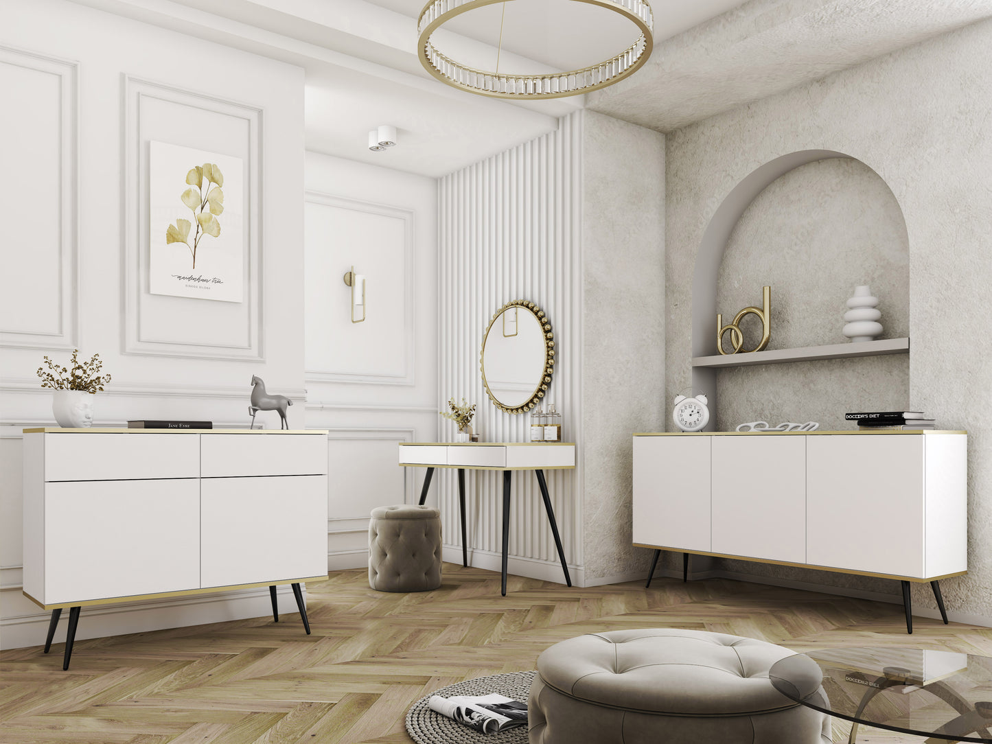 Kumode O2 107/85/39 cm balts/melns - N1 Home