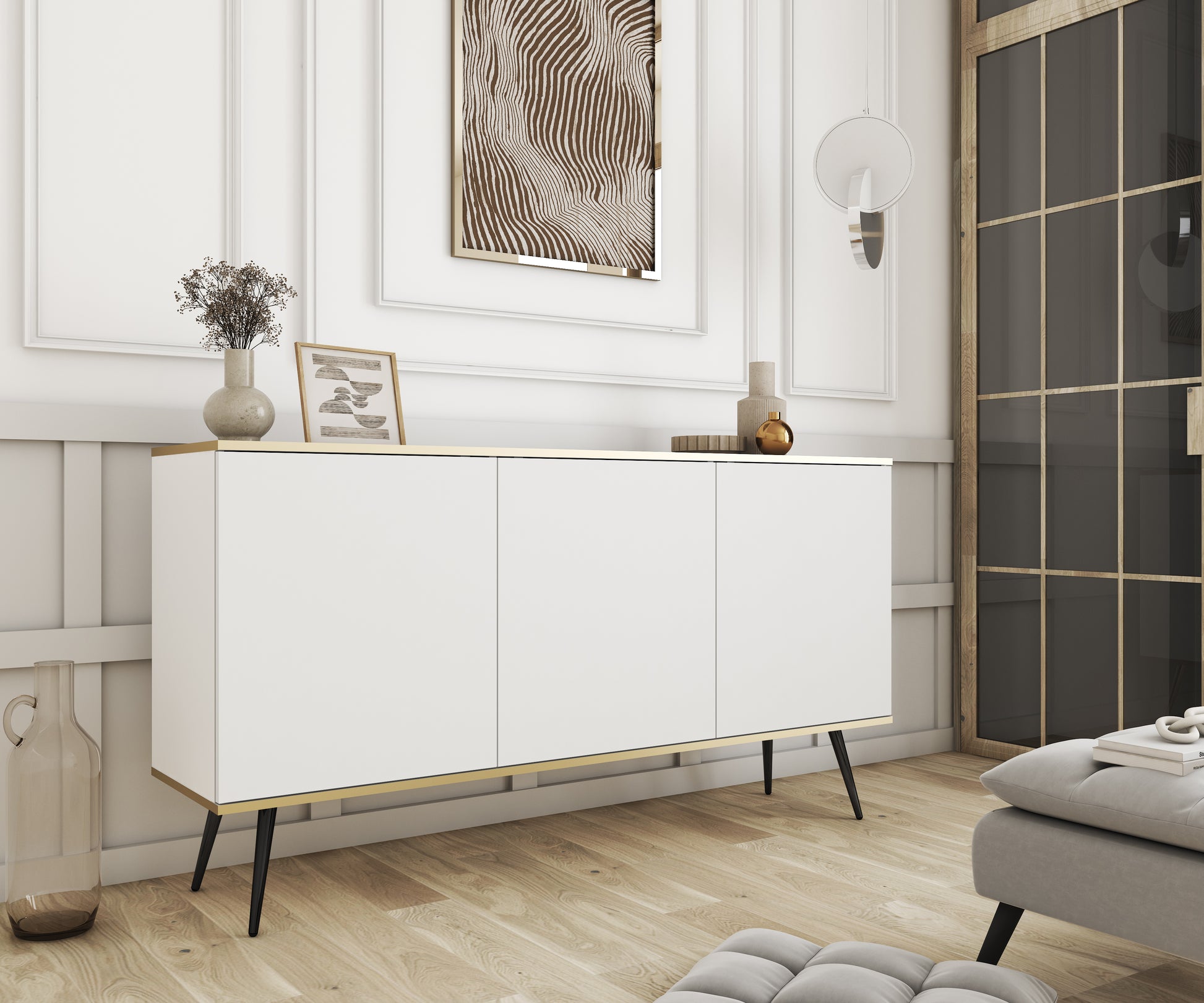 Kumode O2 160/85/39 cm balts/melns - N1 Home