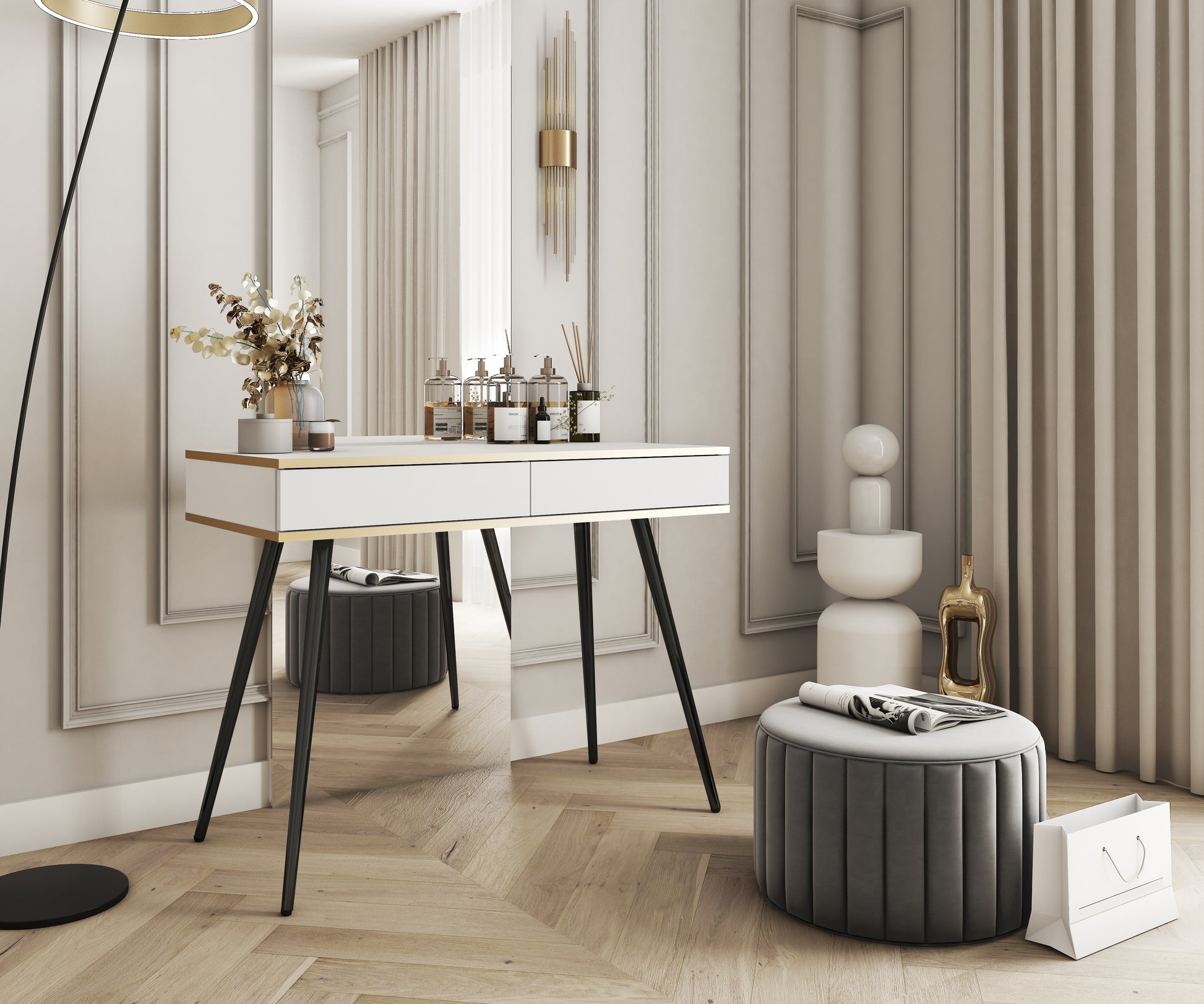 Konsole O2 102/79/50 cm balts/melns - N1 Home