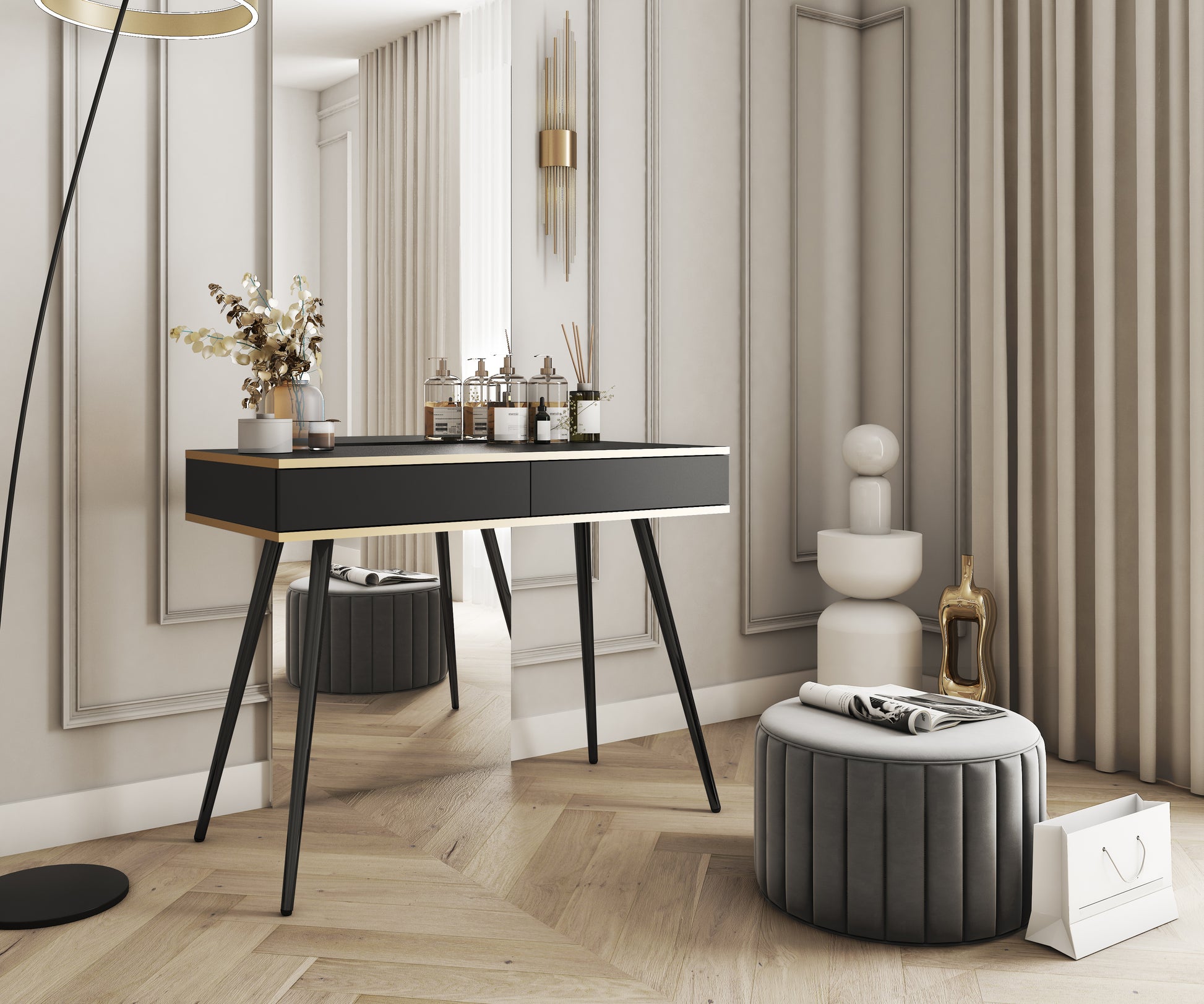 Konsole O2 102/79/50 cm melns/melns - N1 Home