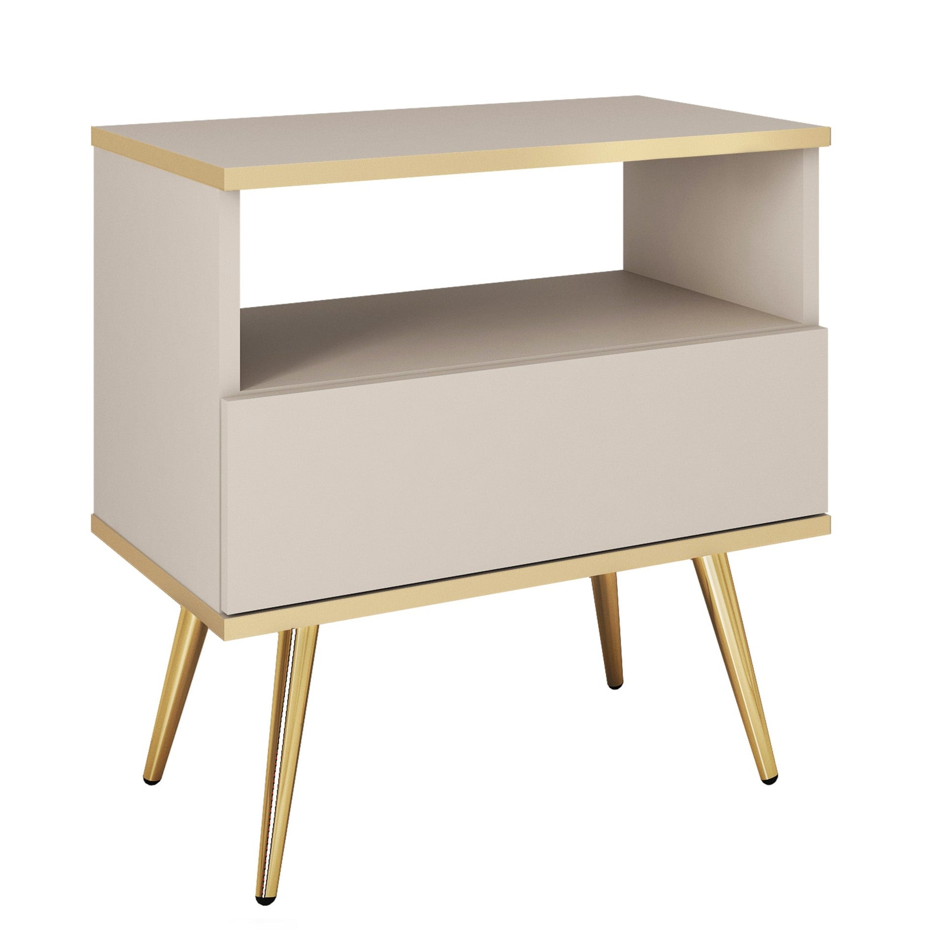 Naktsskapītis O2 54/59/39 cm bēšs/zelts - N1 Home