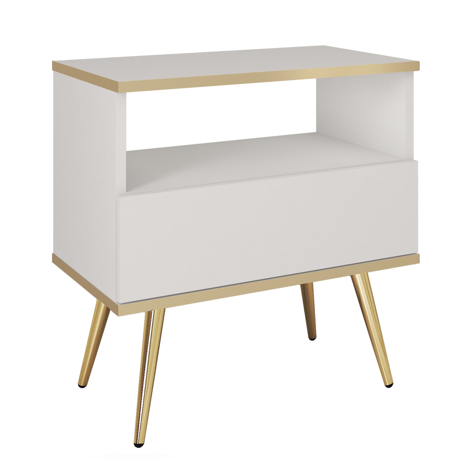 Naktsskapītis O2 54/59/39 cm balts/zelts - N1 Home