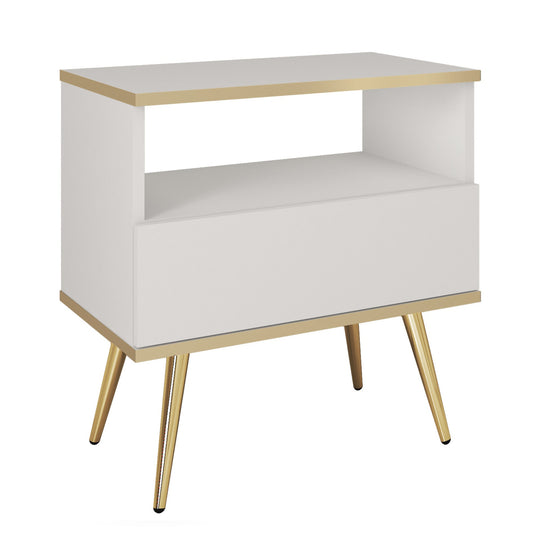 Naktsskapītis O2 54/59/39 cm balts/zelts - N1 Home