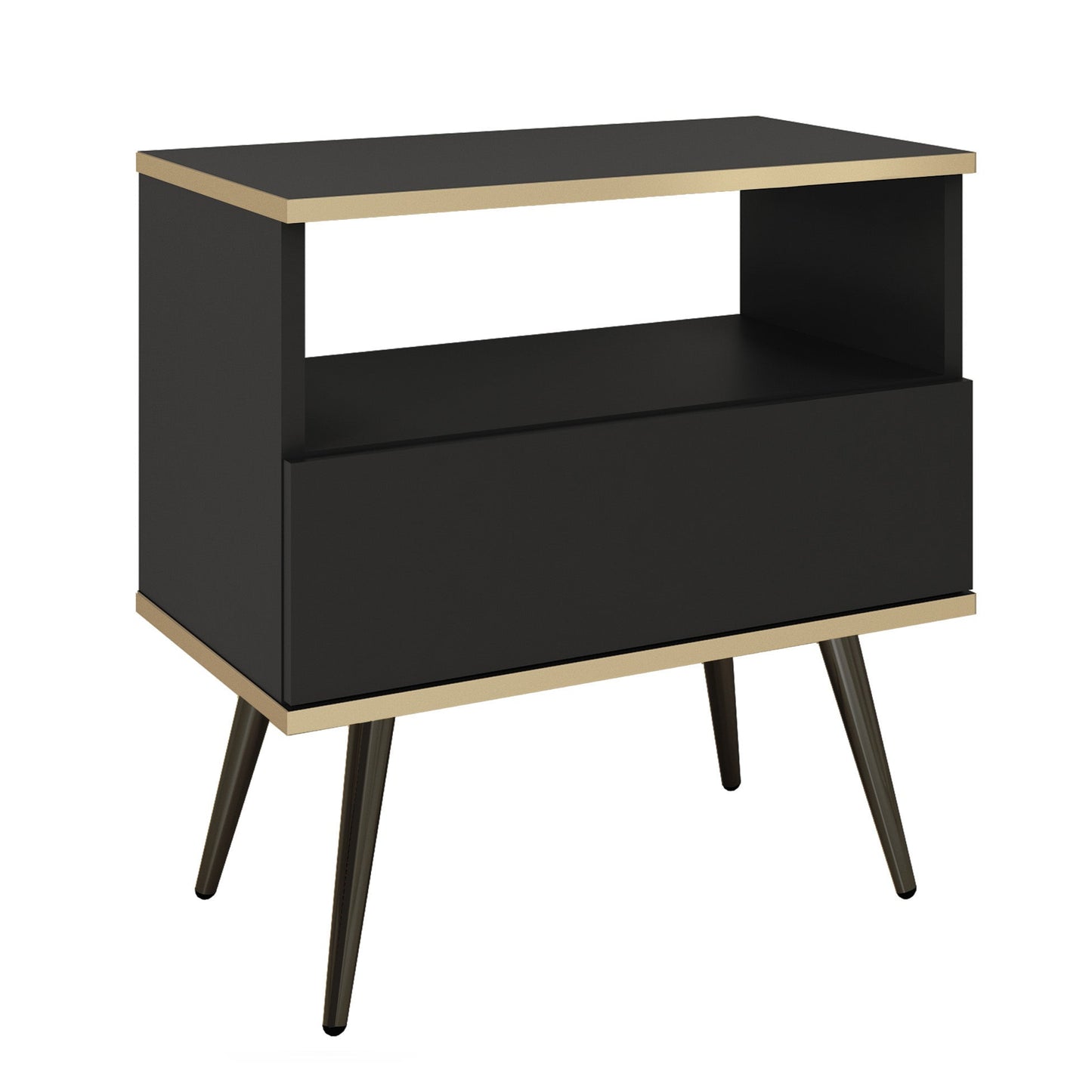 Naktsskapītis O2 54/59/39 cm melns/melns - N1 Home