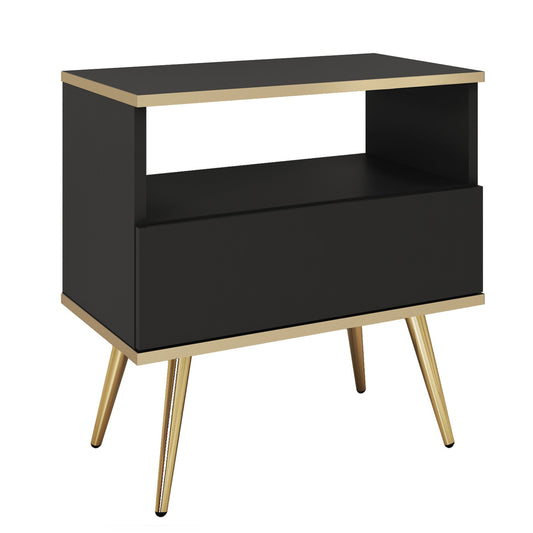 Naktsskapītis O2 54/59/39 cm melns/zelts - N1 Home