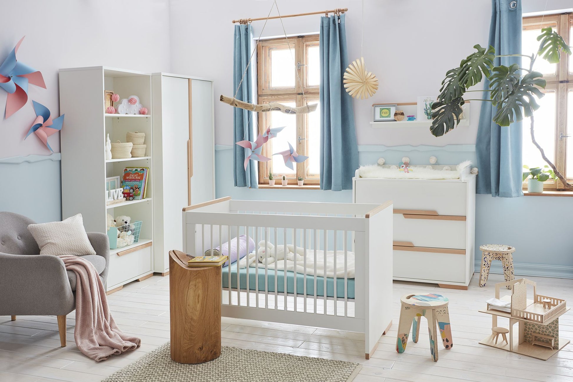 Grāmatu skapis SONI 70/45/195  cm balts - N1 Home