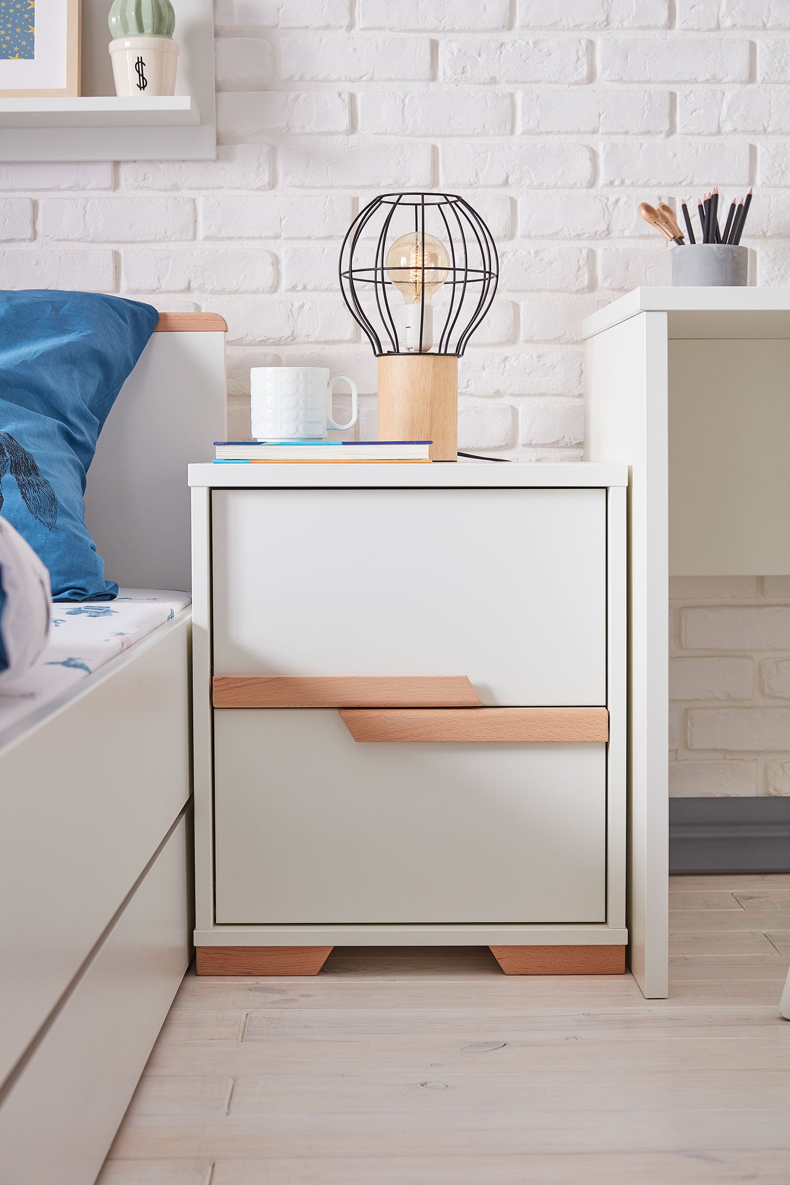 Galda skapis SONI 48/44/57 cm balts - N1 Home