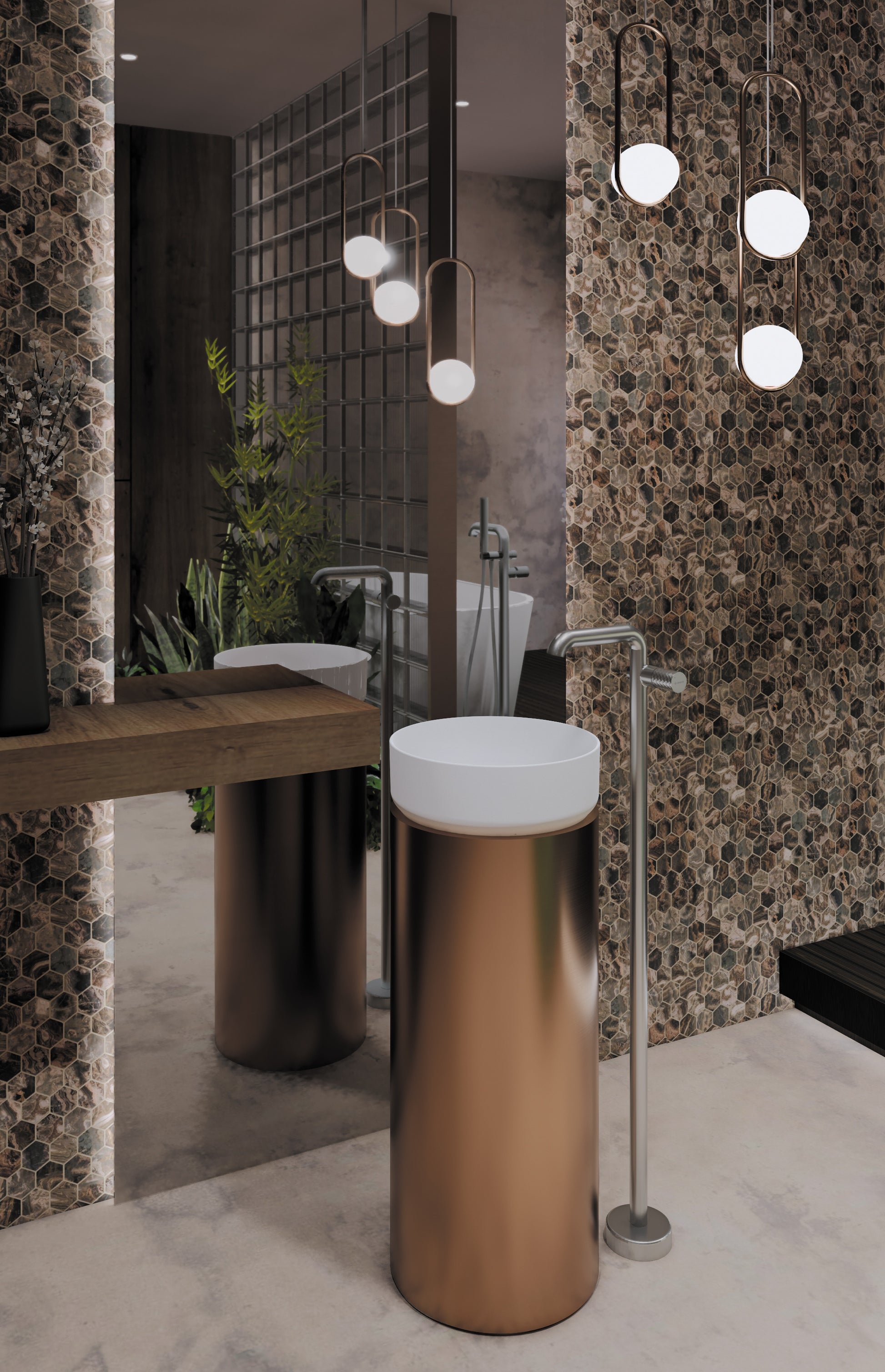 Izlietnes maisītājs, brīvi stāvošs Silia Hexa 1090 mm matēts tērauds - N1 Home