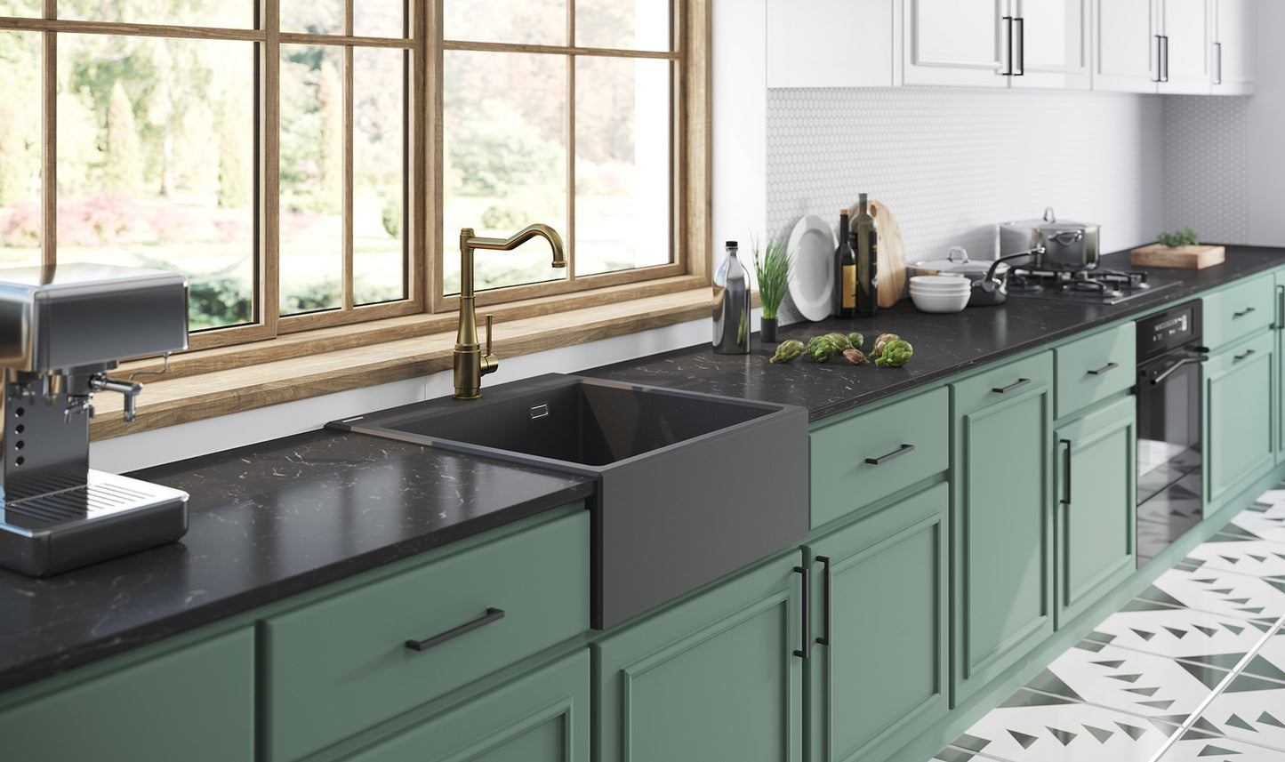 1-bļodas granīta izlietne Eridan 600 x 610 x 214 metāliski pelēka - N1 Home