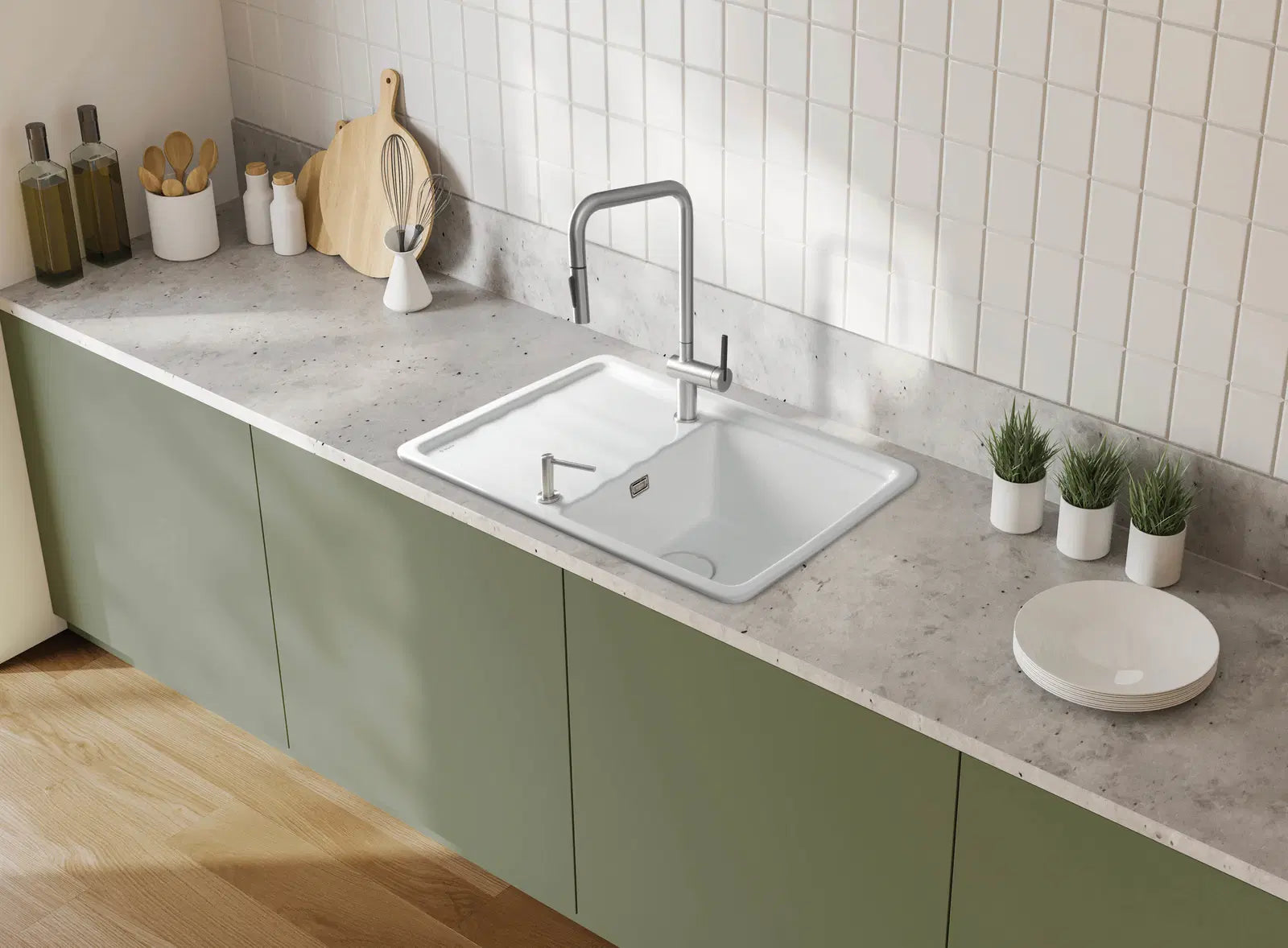 Virtuves jaucējkrāns ar izvelkamu snīpi Moma, 40,8 cm, hroms - N1 Home