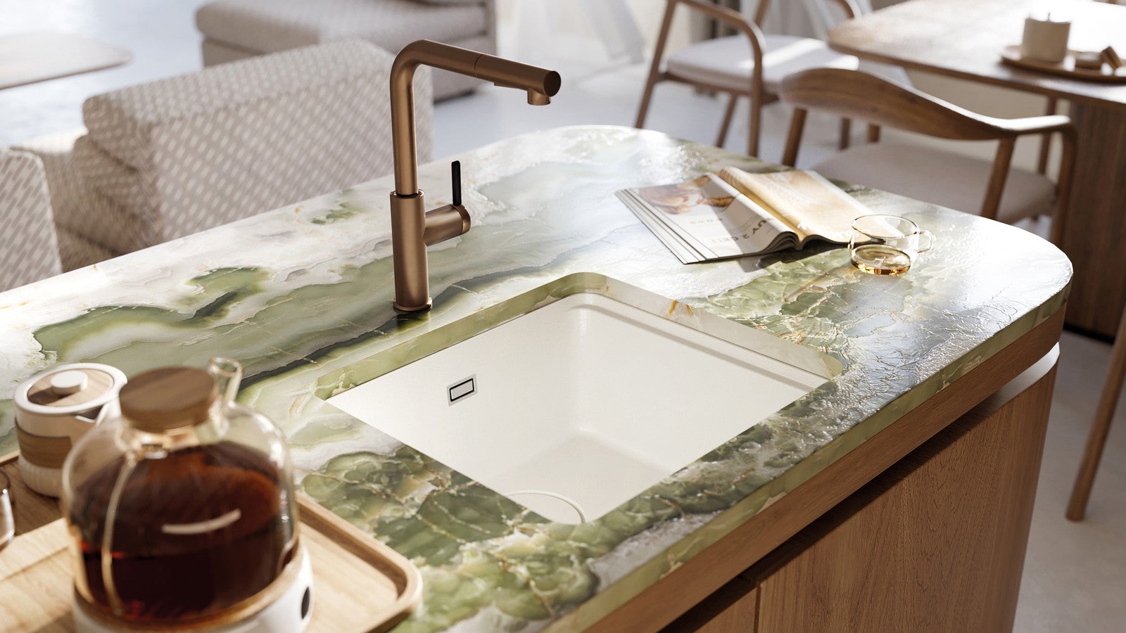 1-bļodas granīta izlietne Momi 500 x 450 x 230 nero - N1 Home