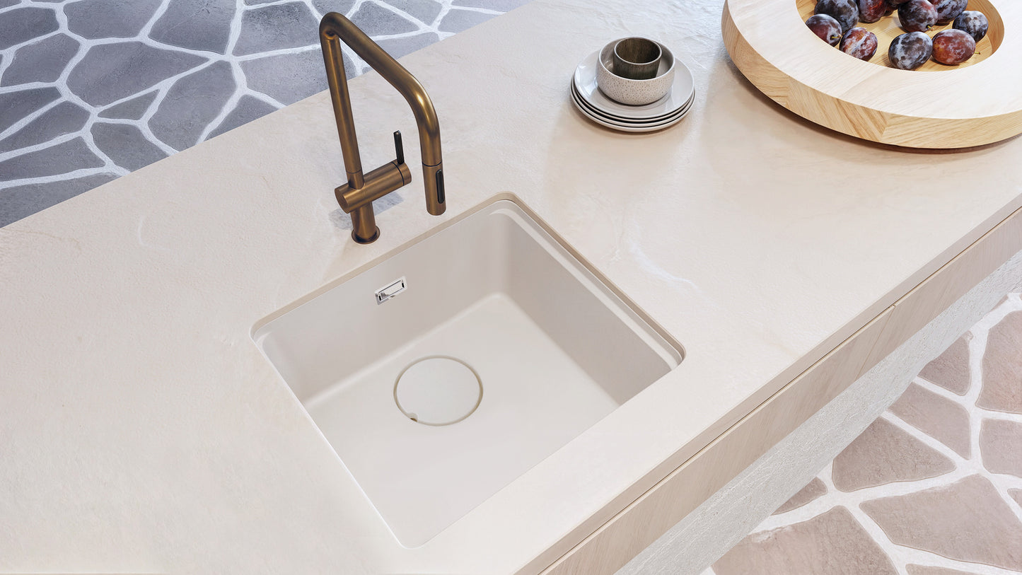 Virtuves jaucējkrāns ar izvelkamu snīpi Momi 408 mm matēts zelts - N1 Home