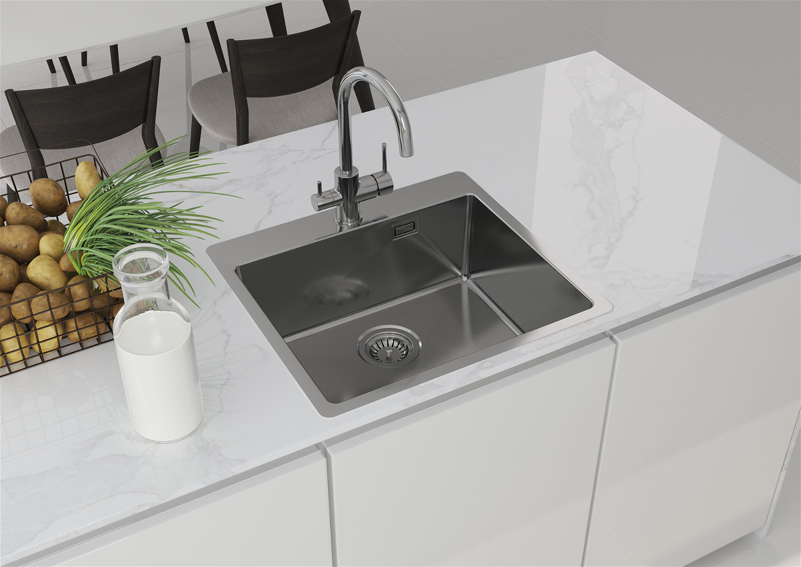 1 - bļoda tērauda izlietne matēts tērauds - N1 Home