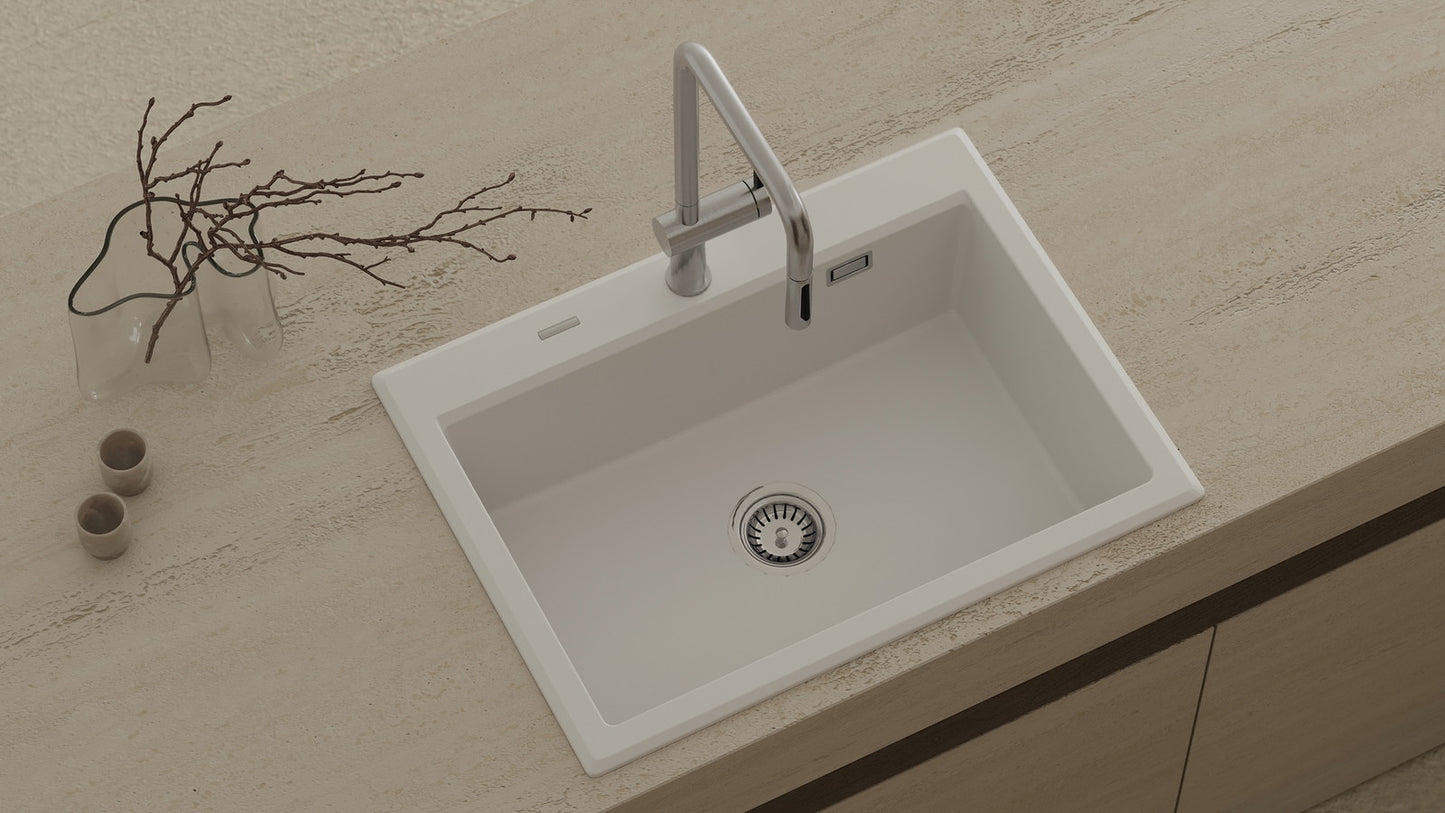 1-bļodas granīta izlietne Eridan 700 x 520 x 210 nero - N1 Home