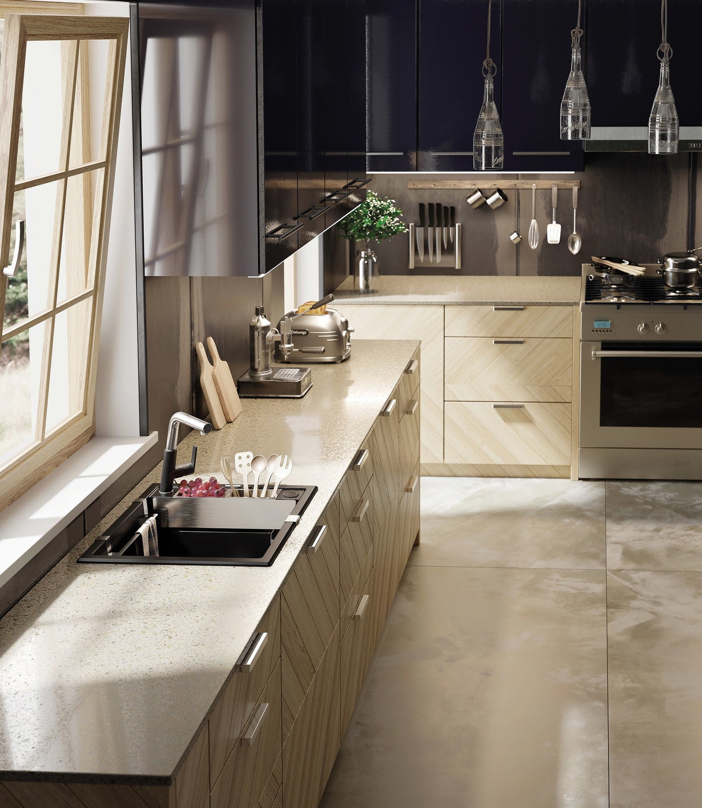 Granīta izlietne ar izlietni Magnetic 820 x 500 x 219 metālisks antracīts - N1 Home