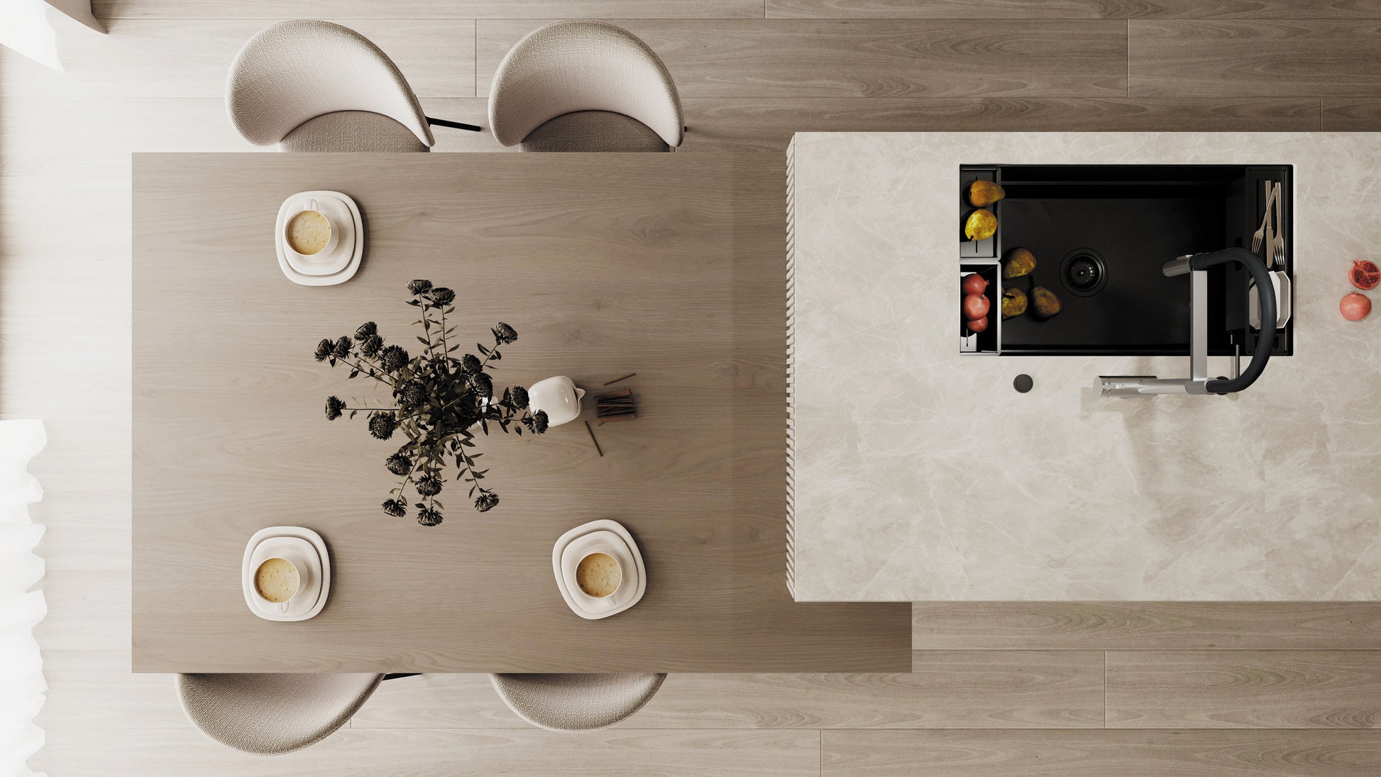 Virtuves jaucējkrāns ar ūdens filtra pieslēgumu un elastīgu snīpi Magnetic 549 mm titanium - N1 Home