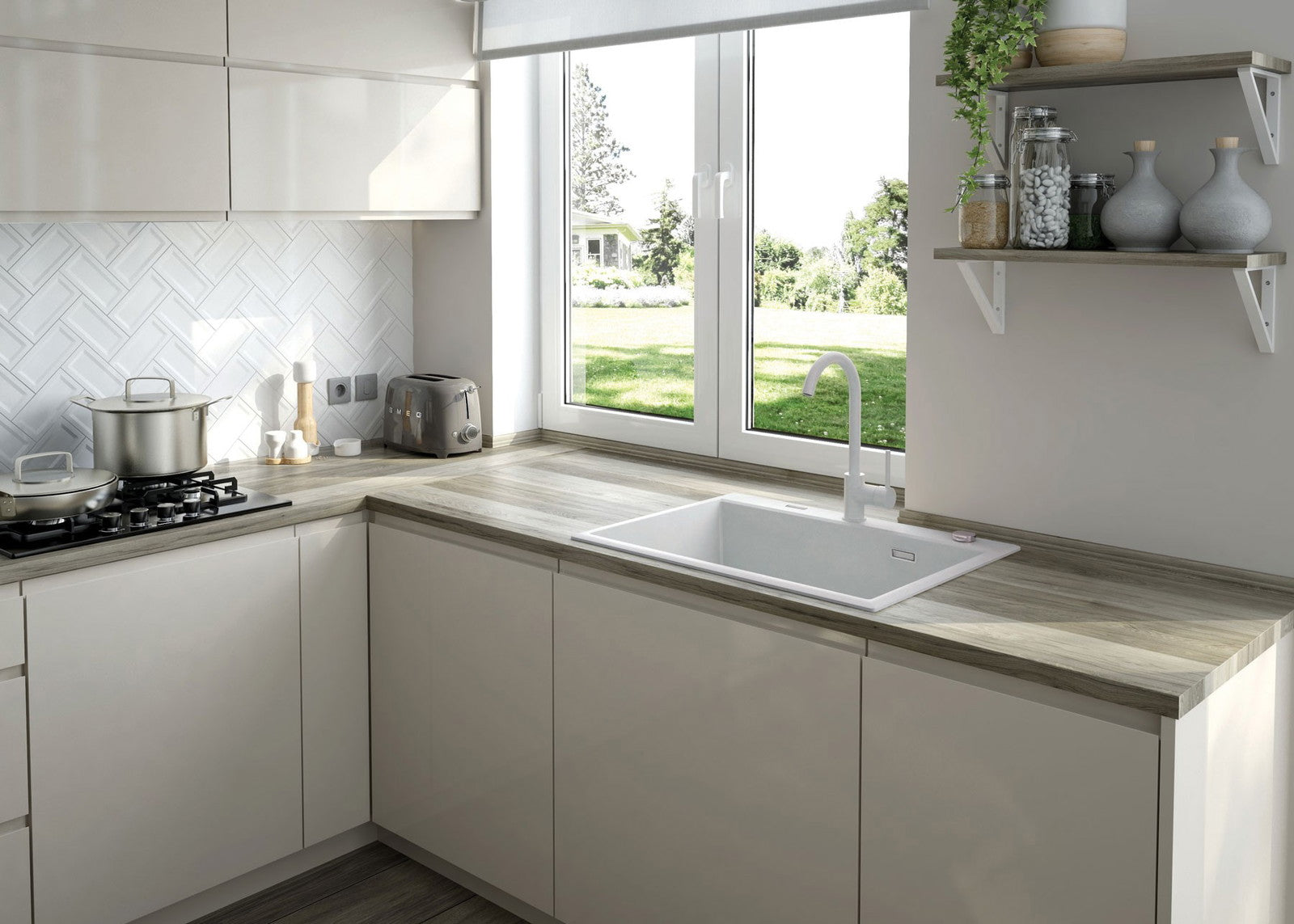 1-bļodas granīta izlietne Eridan 700 x 520 x 210 nero - N1 Home