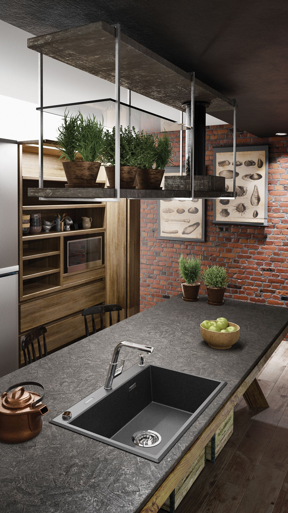 1-bļodas granīta izlietne Eridan 700 x 520 x 210 alabastrs - N1 Home