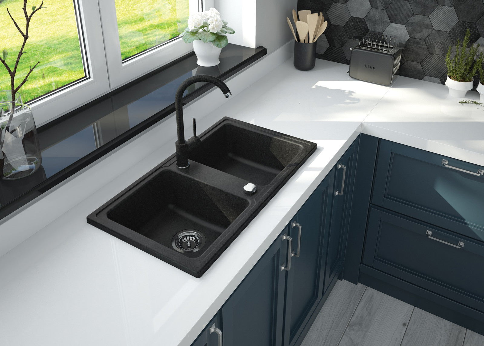 2-bļodiņu granīta izlietne Zorba 780 x 435 x 180 bēšs - N1 Home