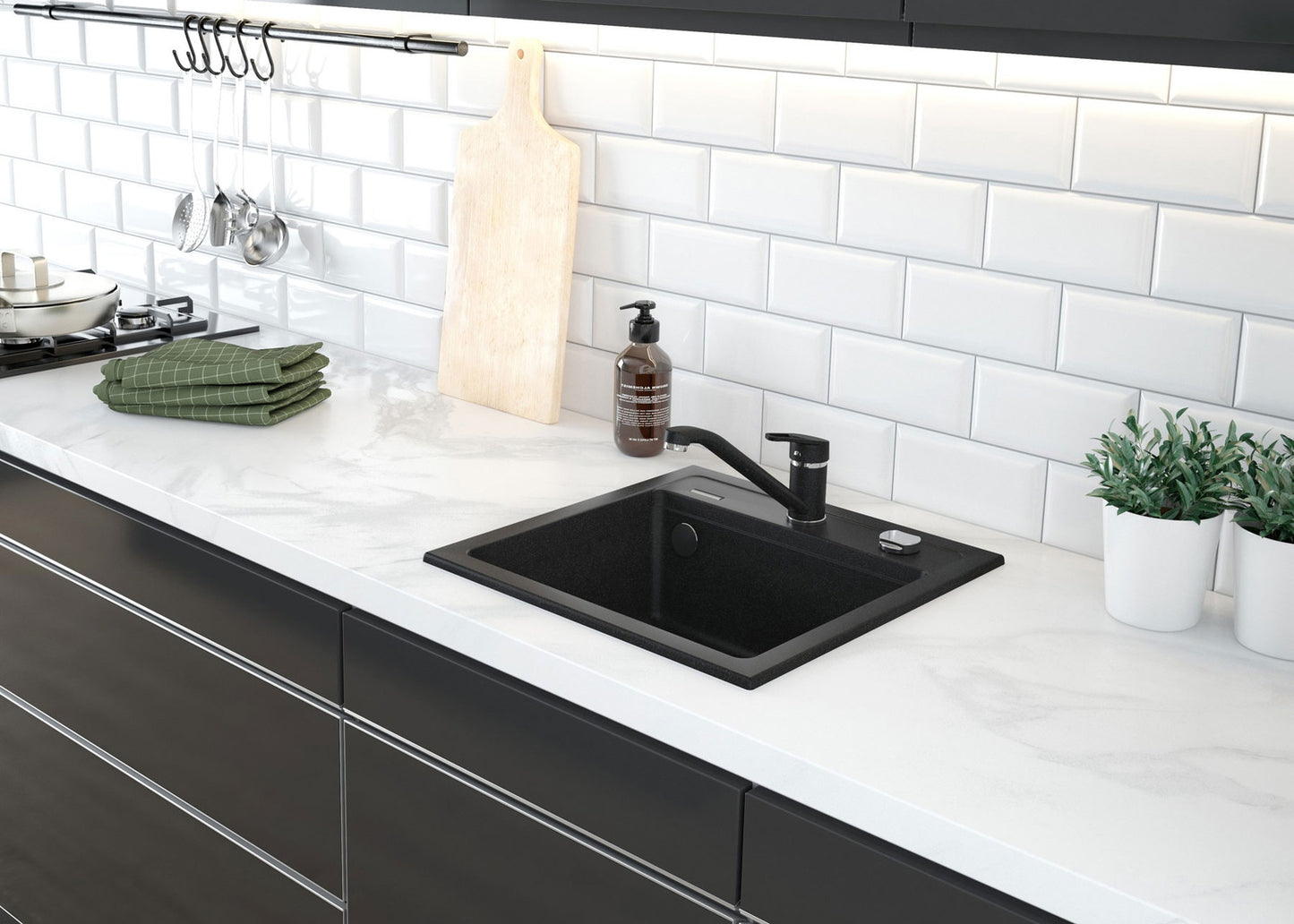 Granīta izlietne ar jaucējkrānu Zorba 580 x 440 x 164 alabastrs - N1 Home