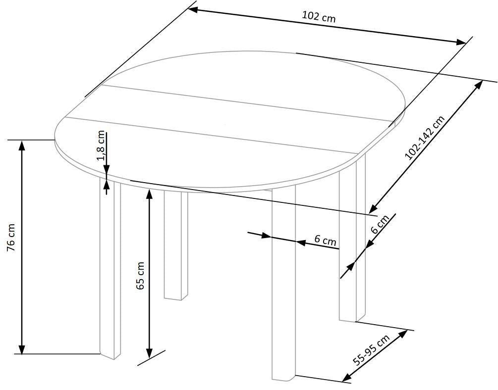 RN galda krāsu augsts melns, kājas - melnas (102-142x102x76 cm)