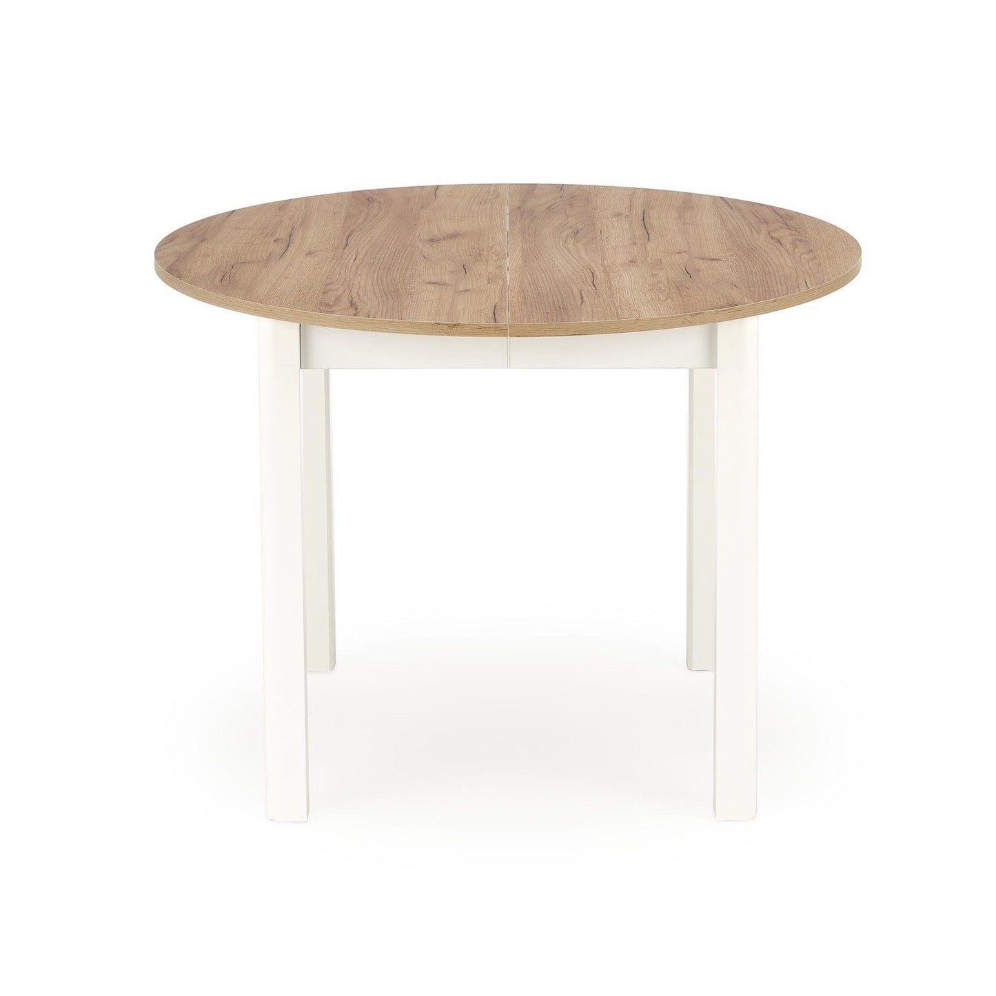 RN table color top craft ozols, kājas - baltas (102-142x102x76 cm)