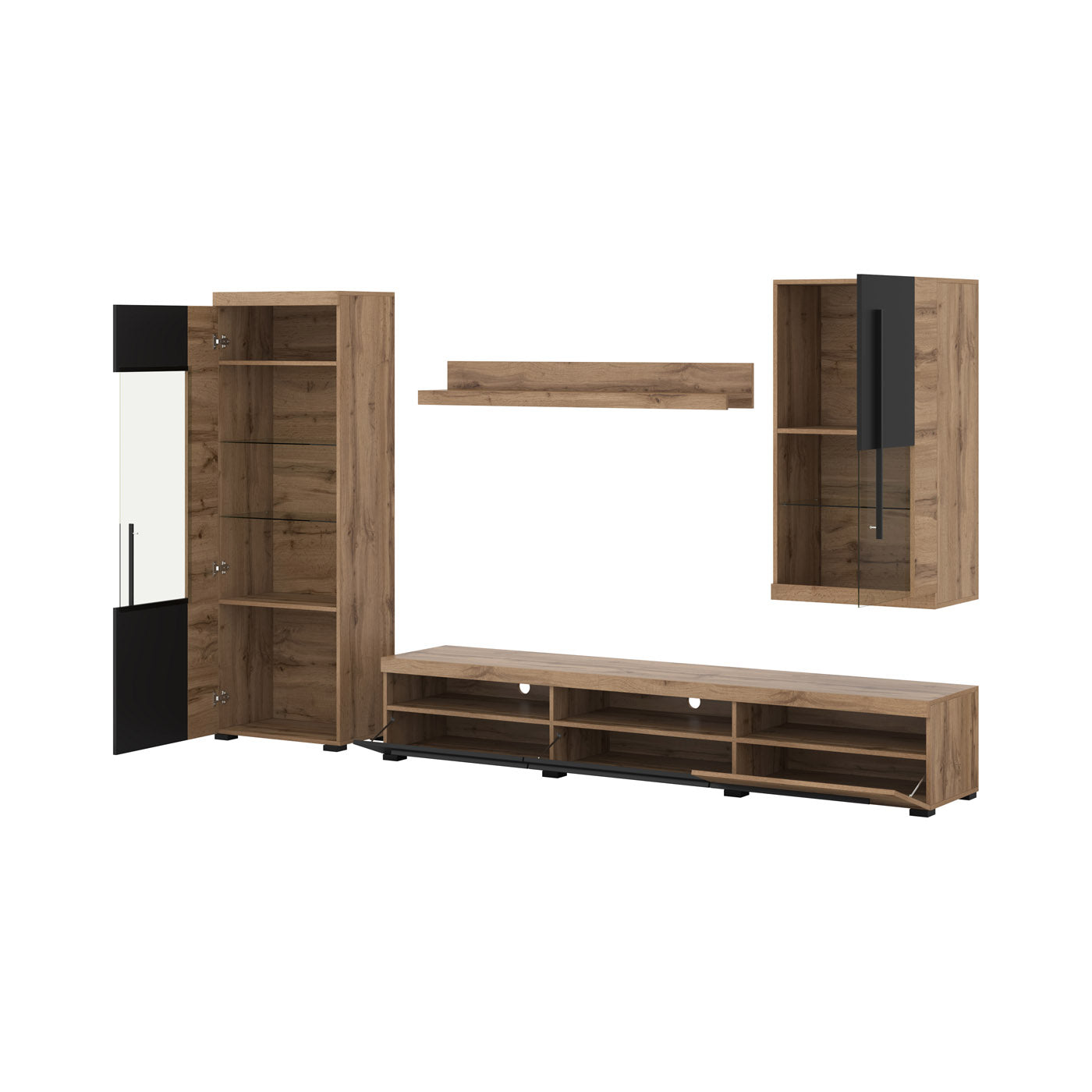 Sienas bloks Rogos 255/160/40 cm Votan ozols/melns