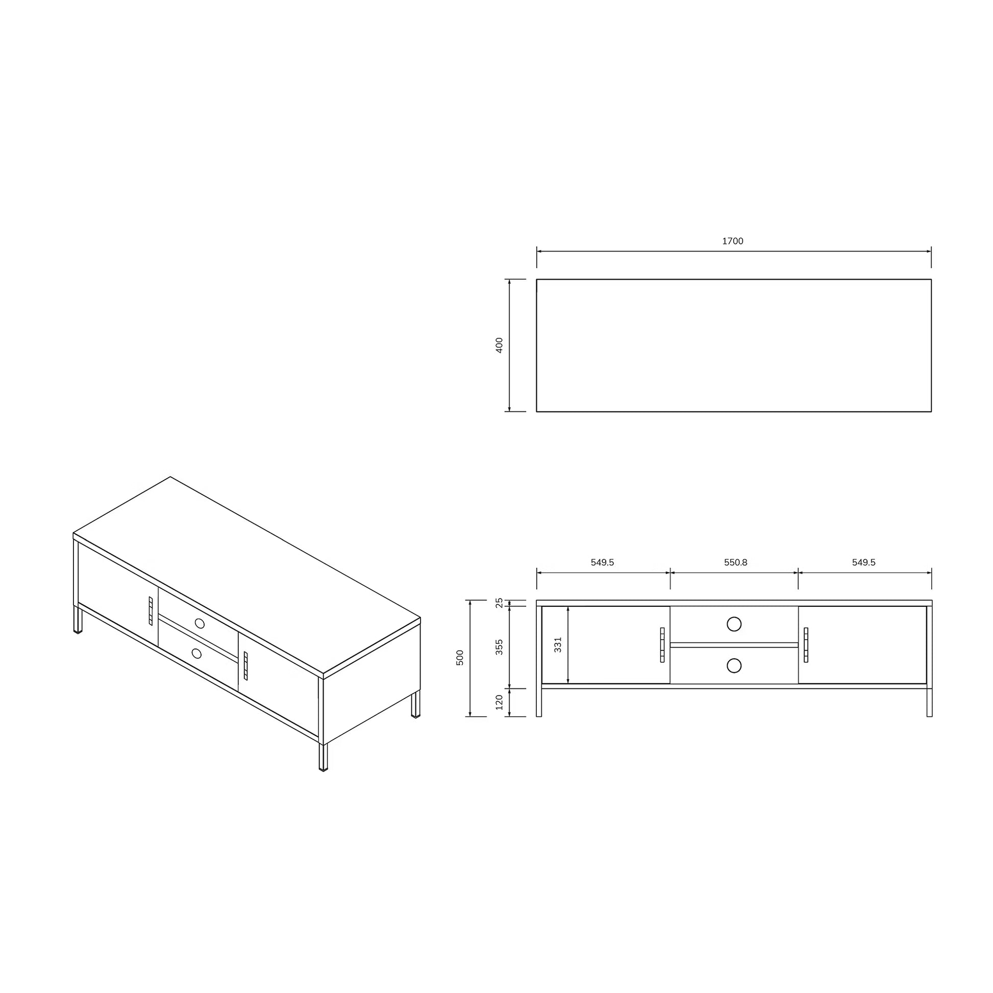 TV skapis/kumode Rosars 170/40/50 cm zaļš - N1 Home