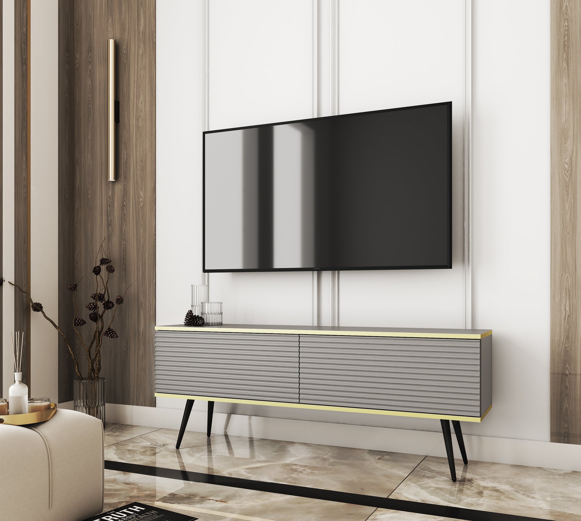 RTV skapis O2 rievota priekšpuse 135/30/32 cm pelēks - N1 Home