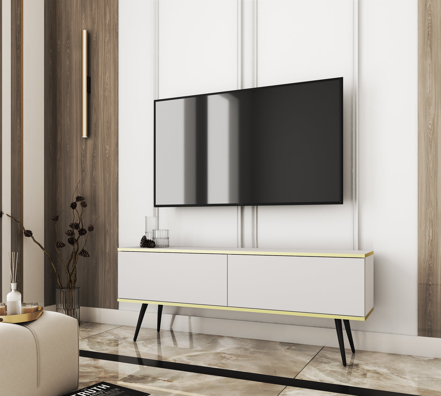 RTV skapis O2 gluda priekšpuse 135/30/32 cm balts - N1 Home