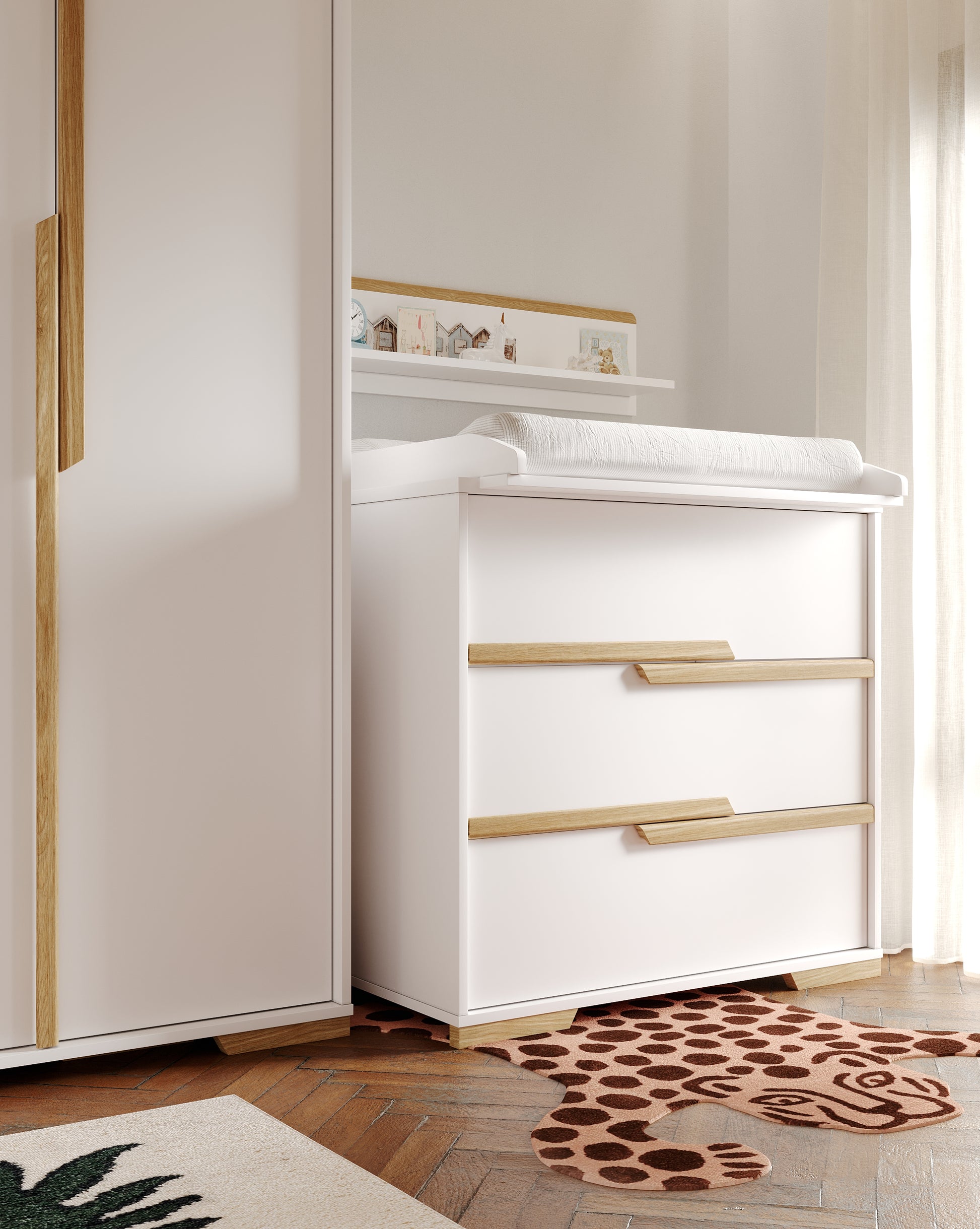 3 atvilktņu kumode SONI 56/98/93 cm balts - N1 Home