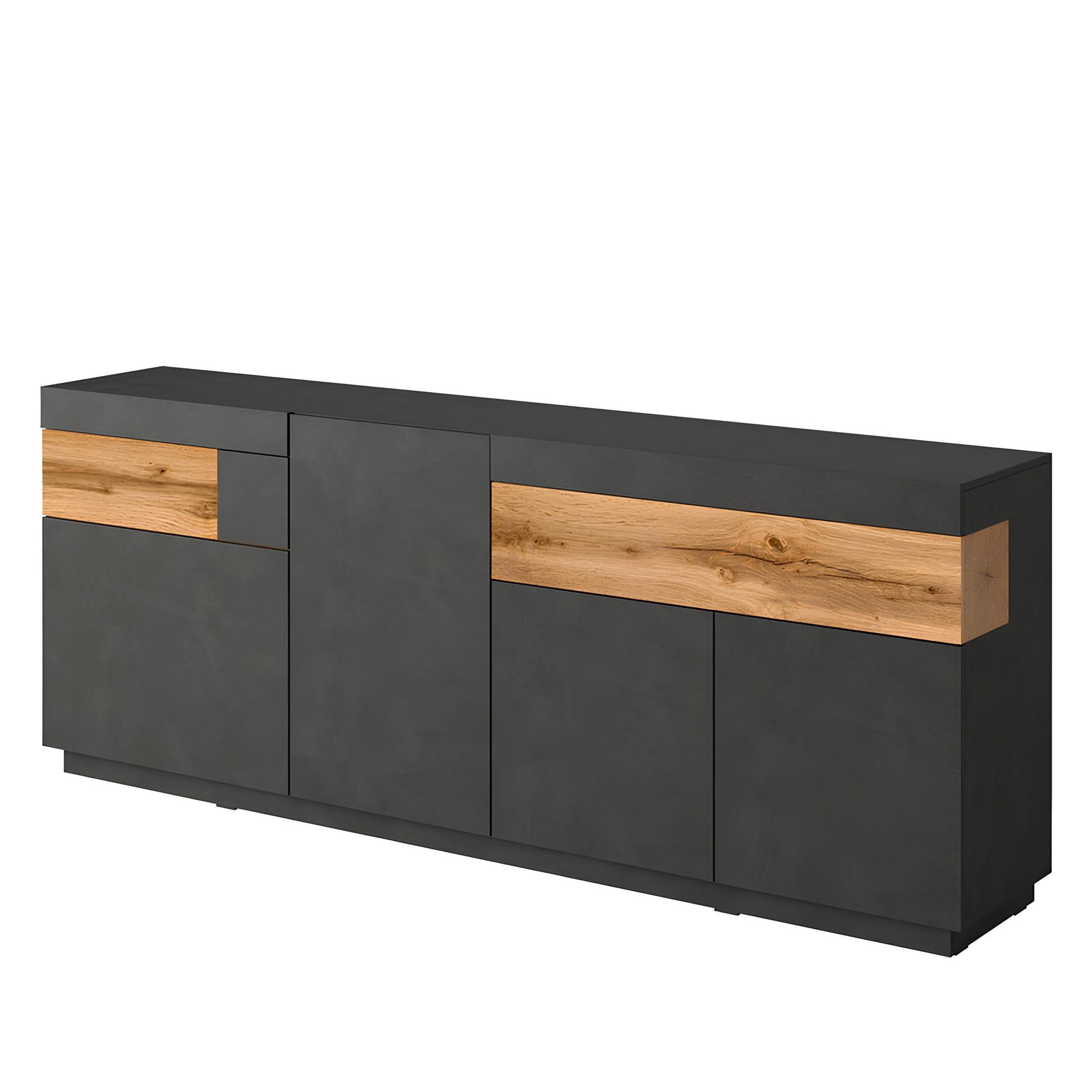 Kumode Solani 219/85/40 cm antracīts/Votan ozols - N1 Home