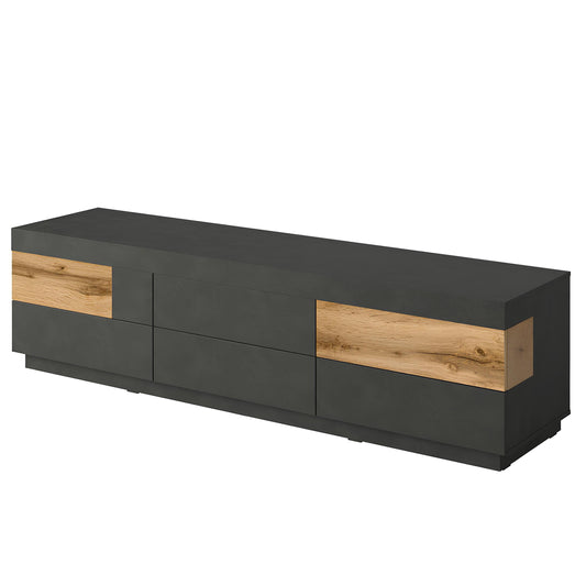 TV skapis Solani 206/54/50 cm antracīts/Votan ozols - N1 Home