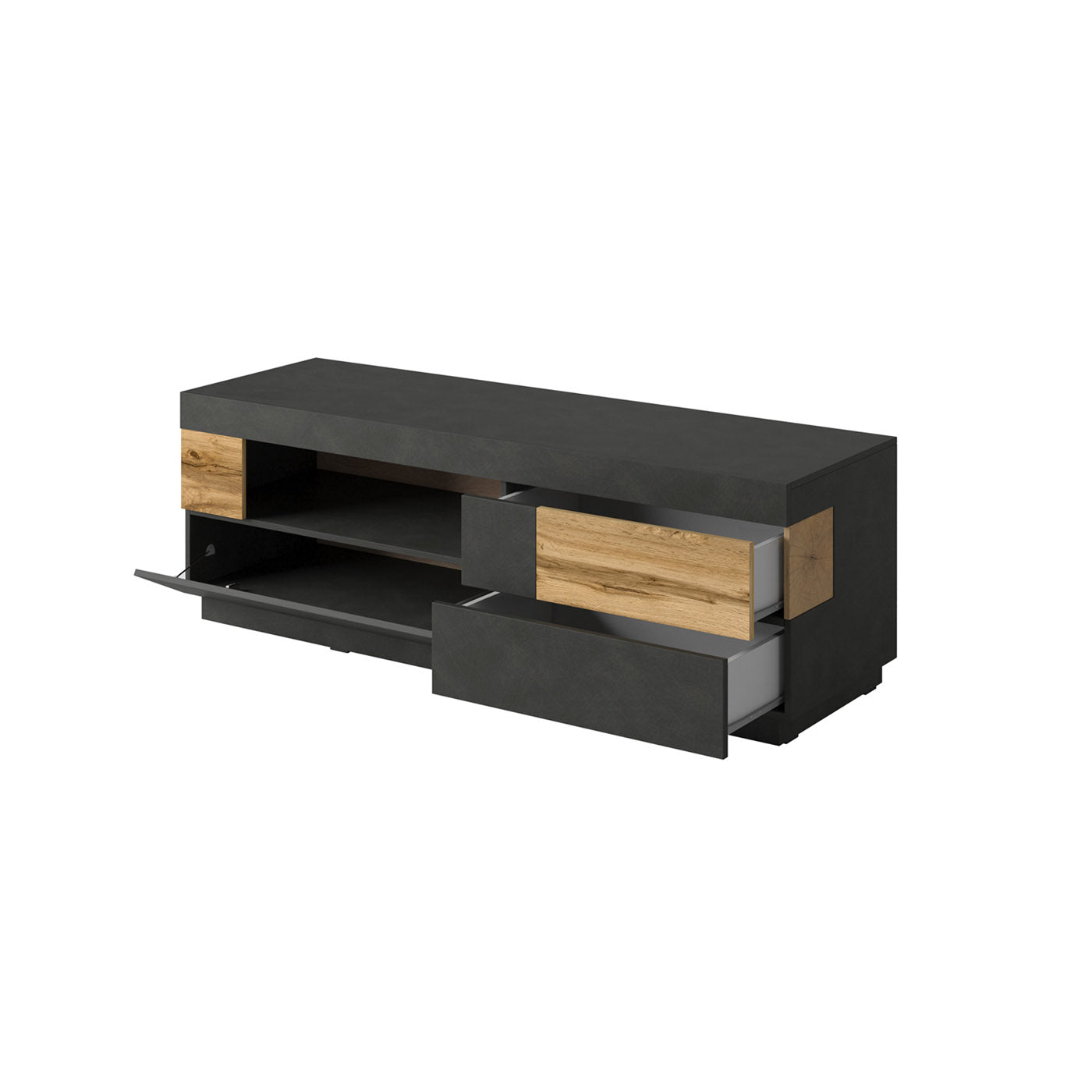 TV skapis Solani 160/54/50 cm antracīts/Votan ozols