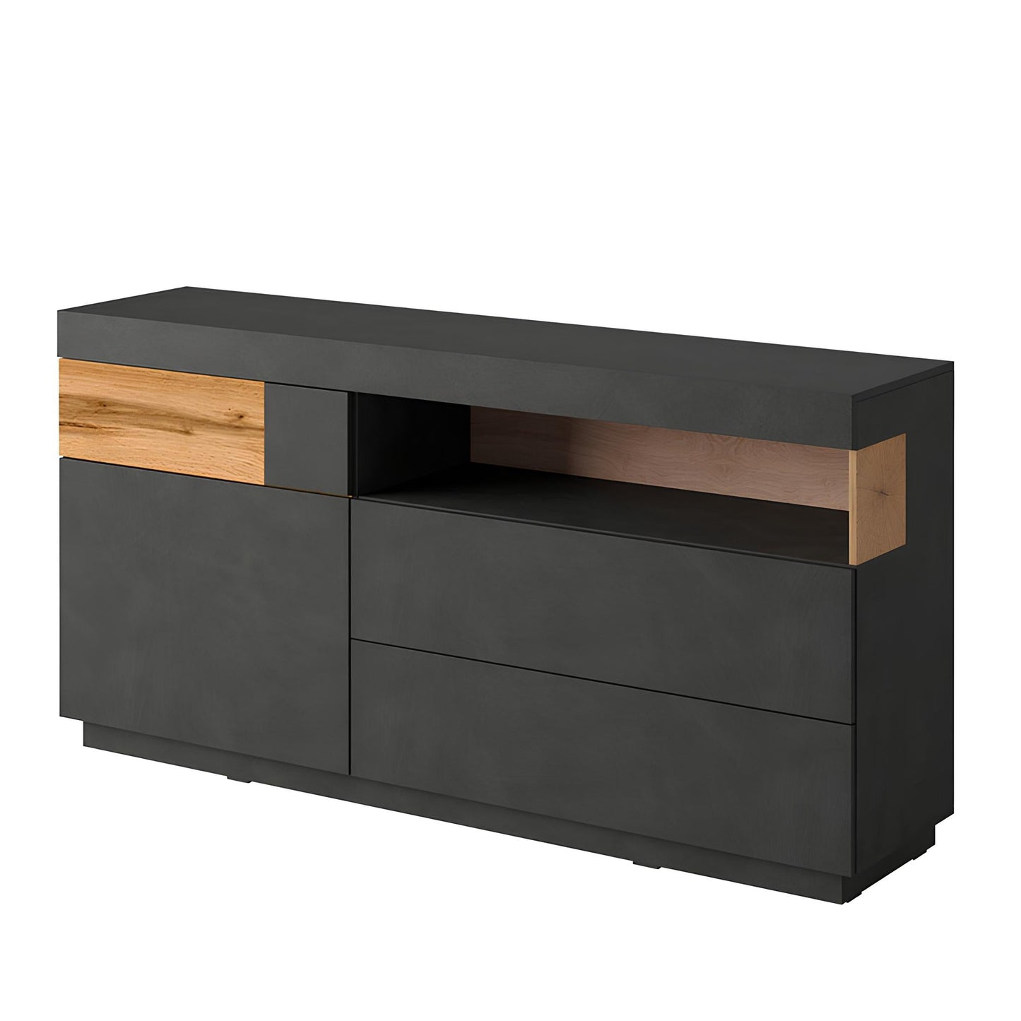 Kumode Solani 169/85/40 cm antracīts/Votan ozols - N1 Home