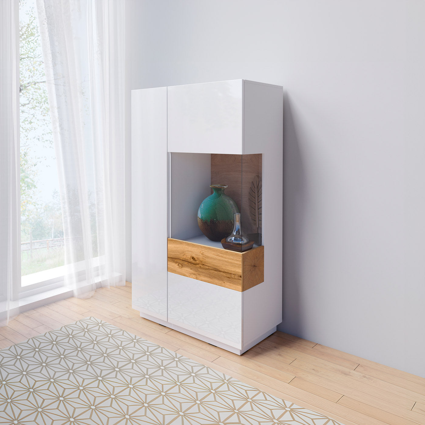 Skapis Solani 80/139/40 cm balts/Votan ozols