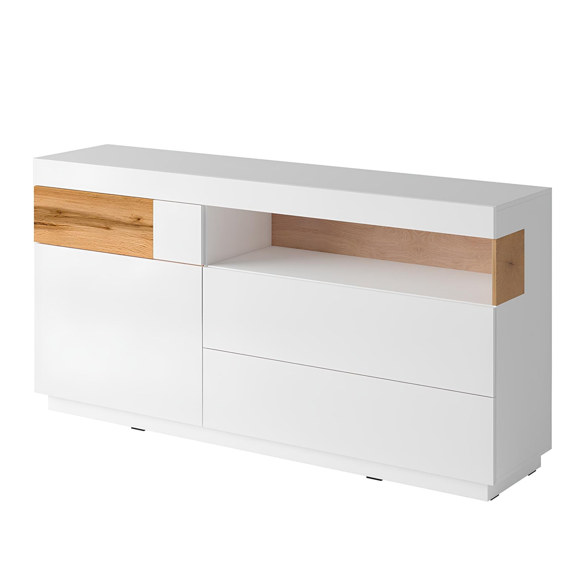 Kumode Solani 169/85/40 cm balts/Votan ozols - N1 Home