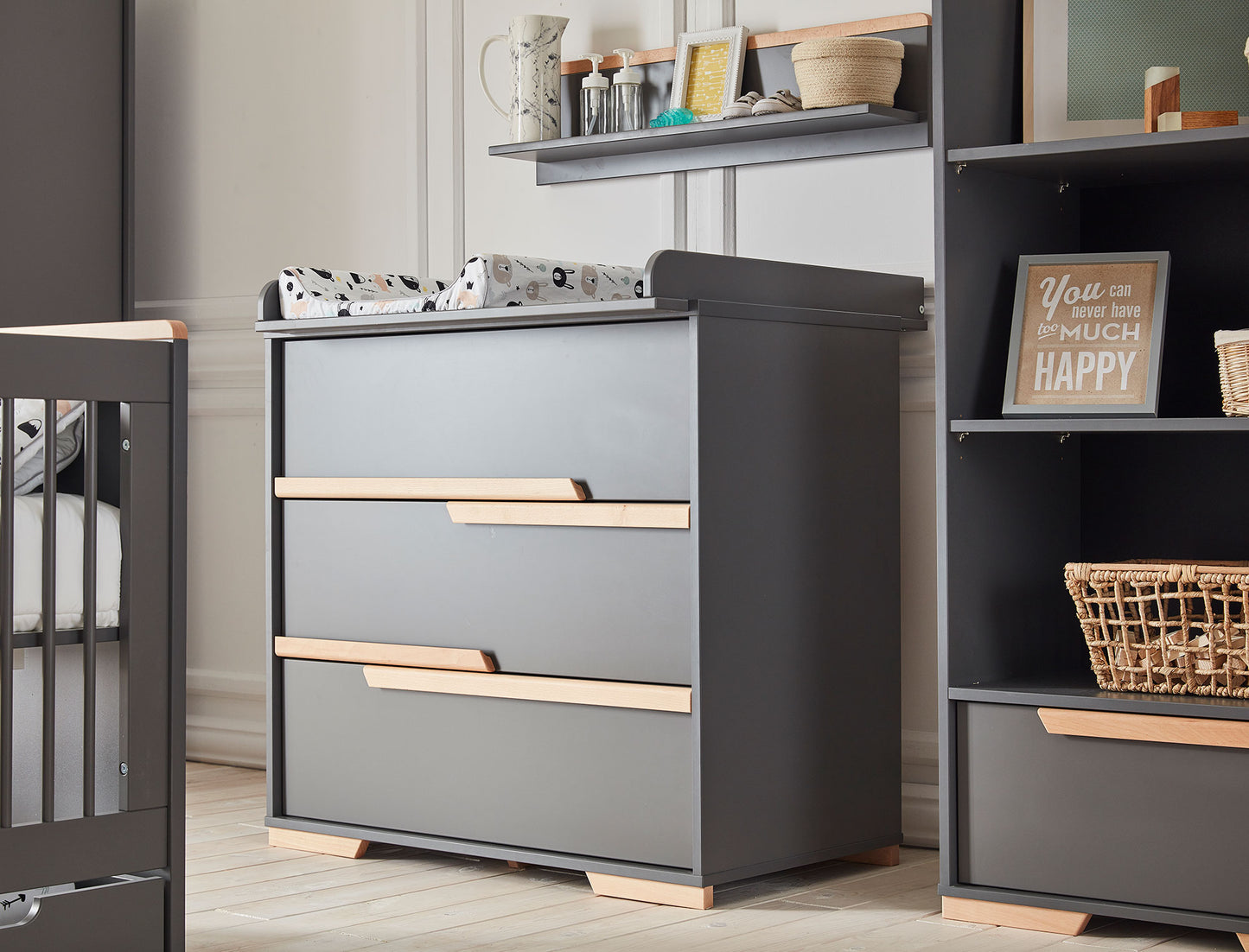 Grāmatu skapis SONI 70/45/195 cm pelēks - N1 Home