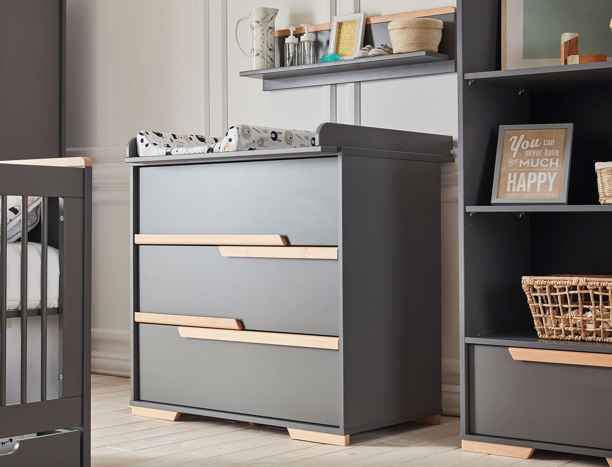 Grāmatu skapis SONI 70/45/195 cm pelēks - N1 Home